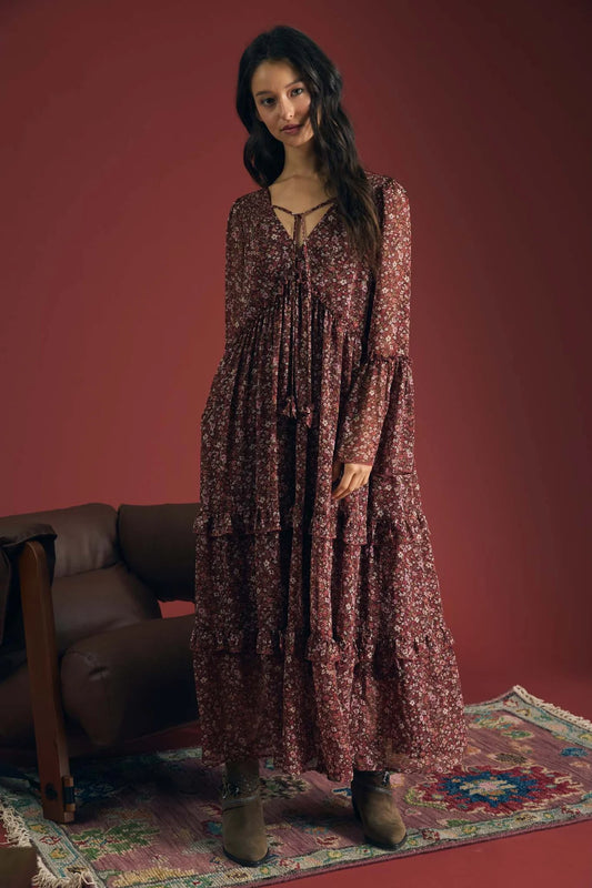 Brianna Floral Organza Midi Dress