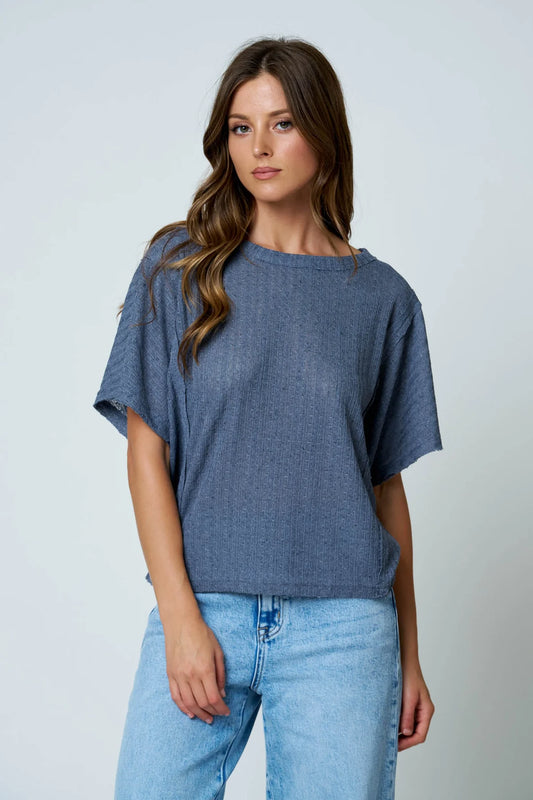 Dusty Blue Textured Tee
