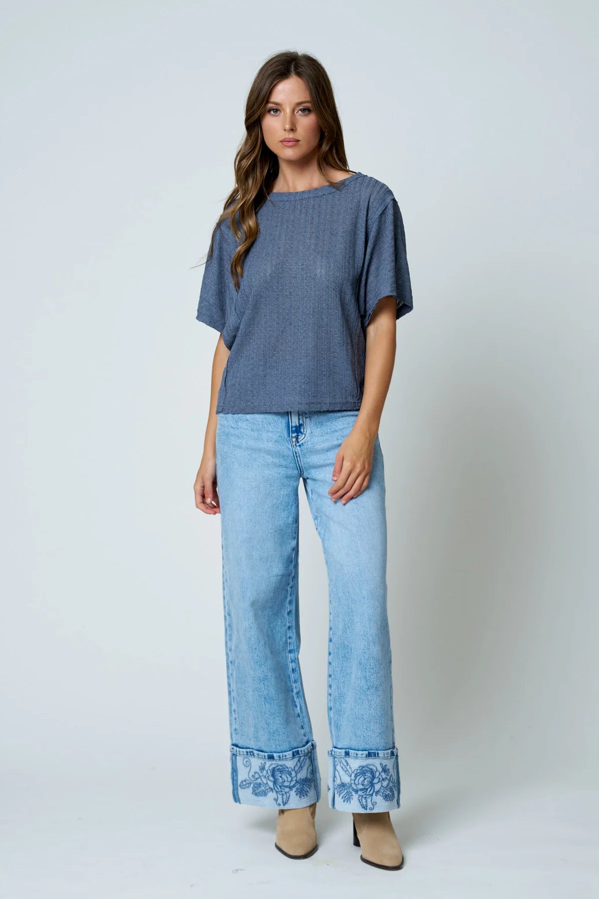 Dusty Blue Textured Tee