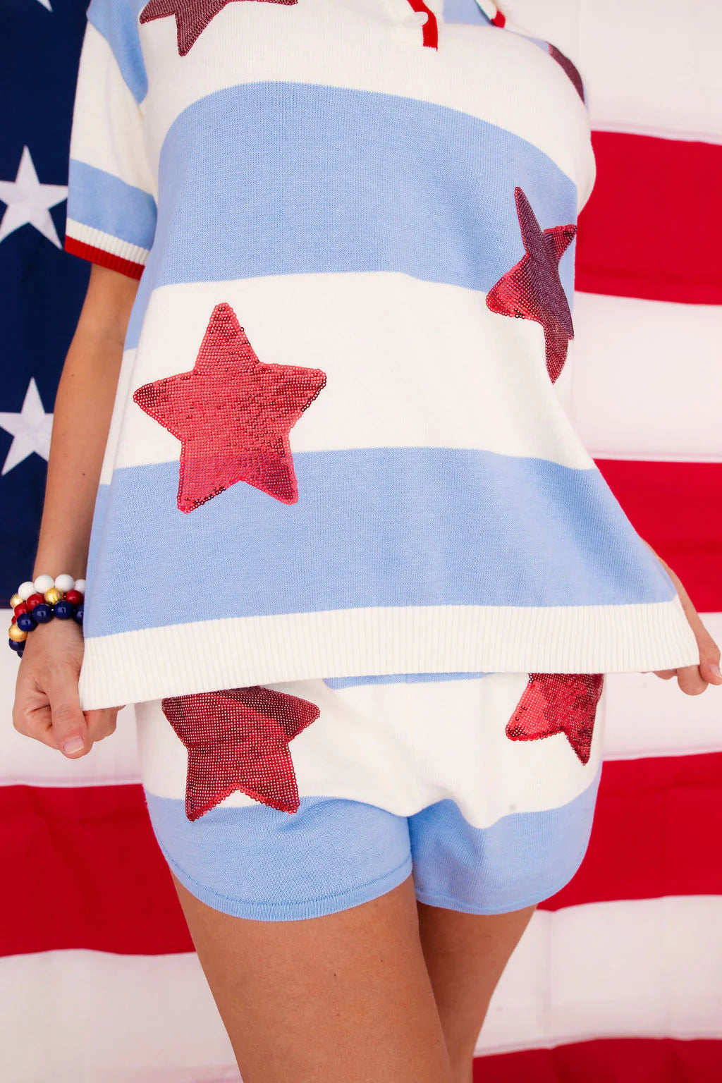 Nantucket Stripe Knit Top with Stars