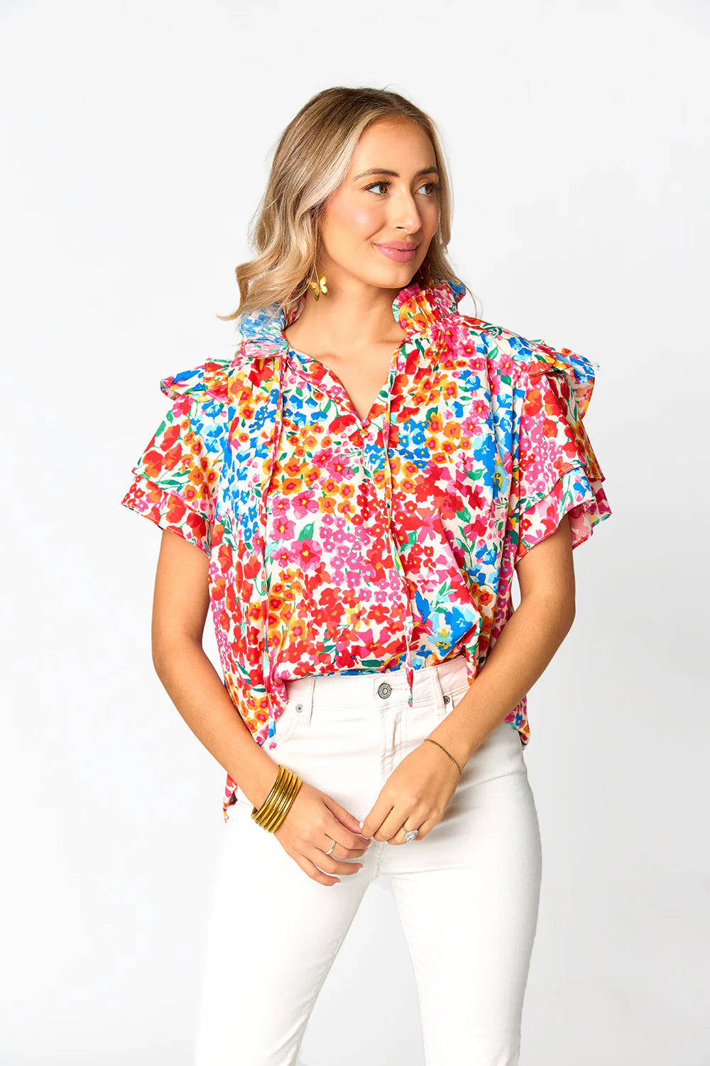 Shauna Ruffle Shoulder Top