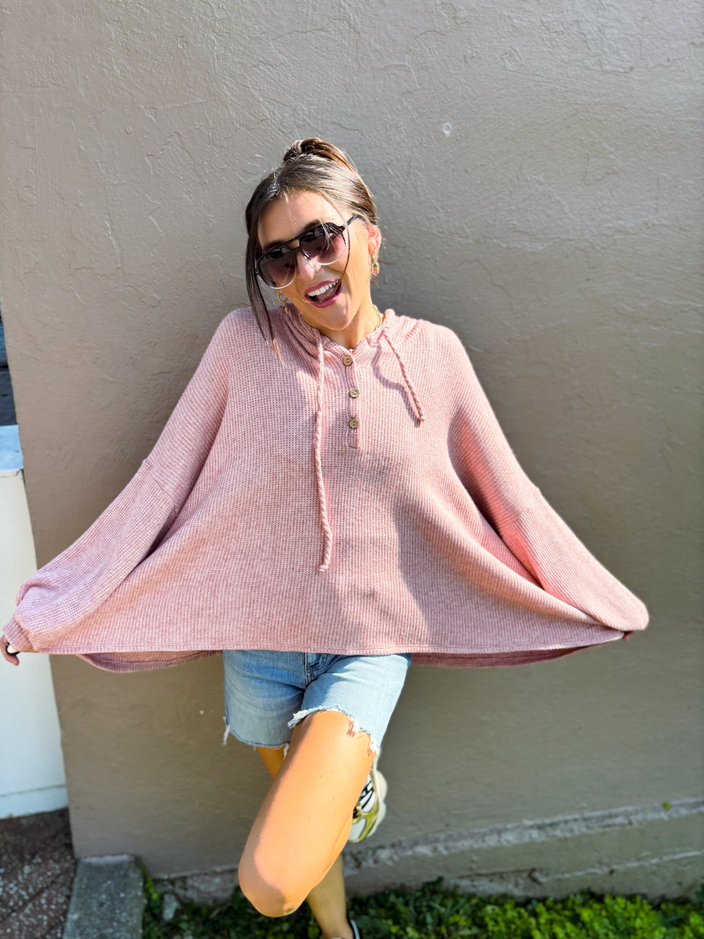 Oversized Waffle Knit Tunic Sweater