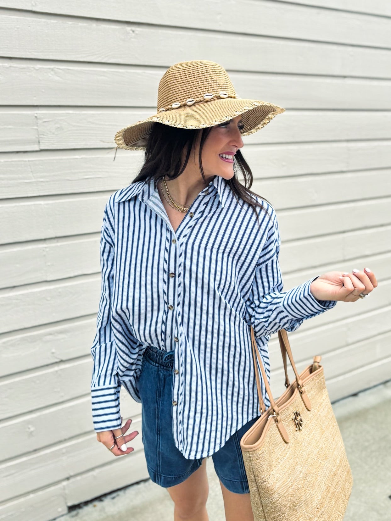 Tully Stripe Button Up Blouse