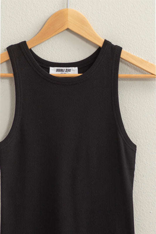 Camisetas sin mangas con cuello redondo acanalado