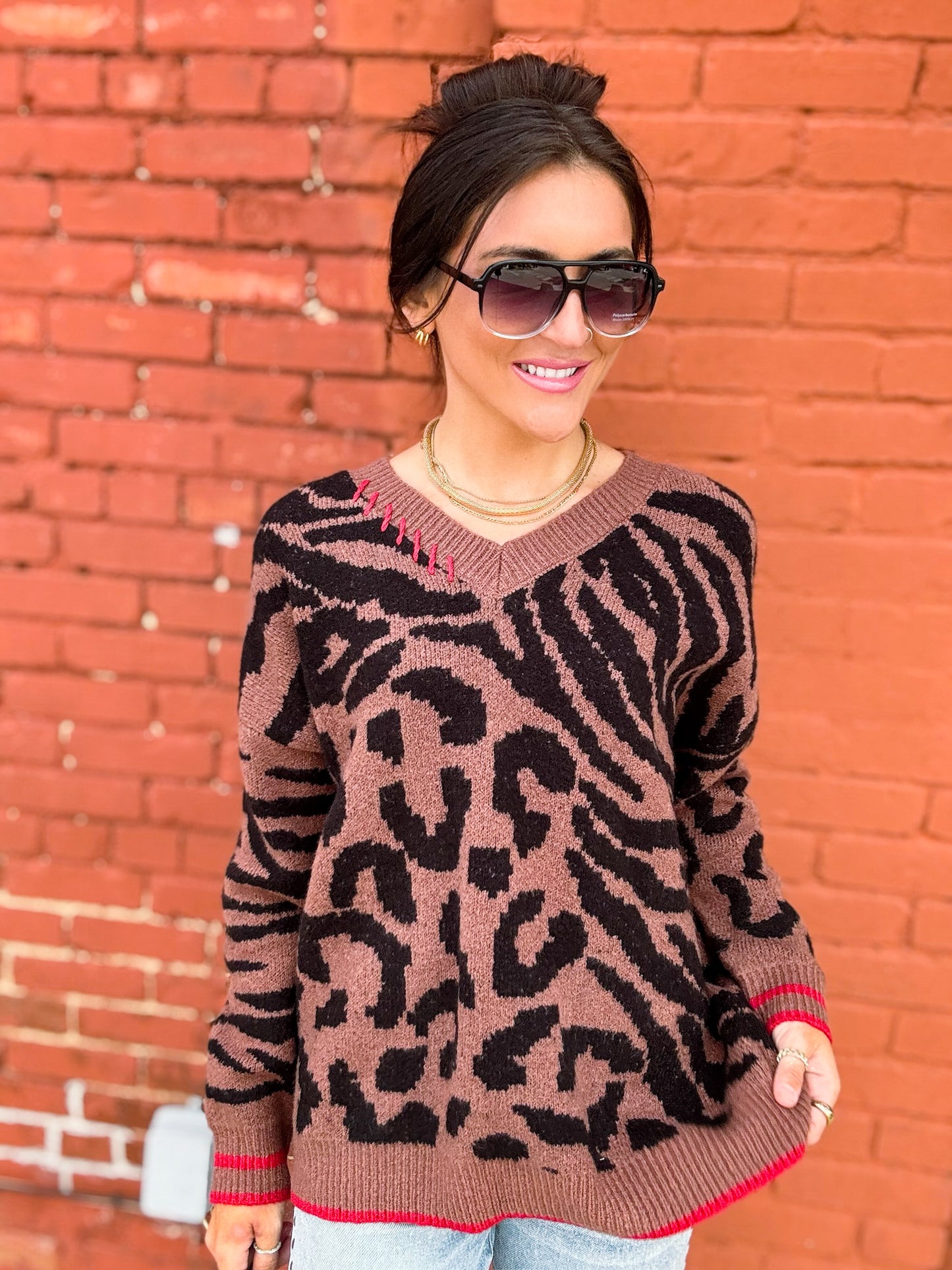 Mia Wild V Neck Sweater