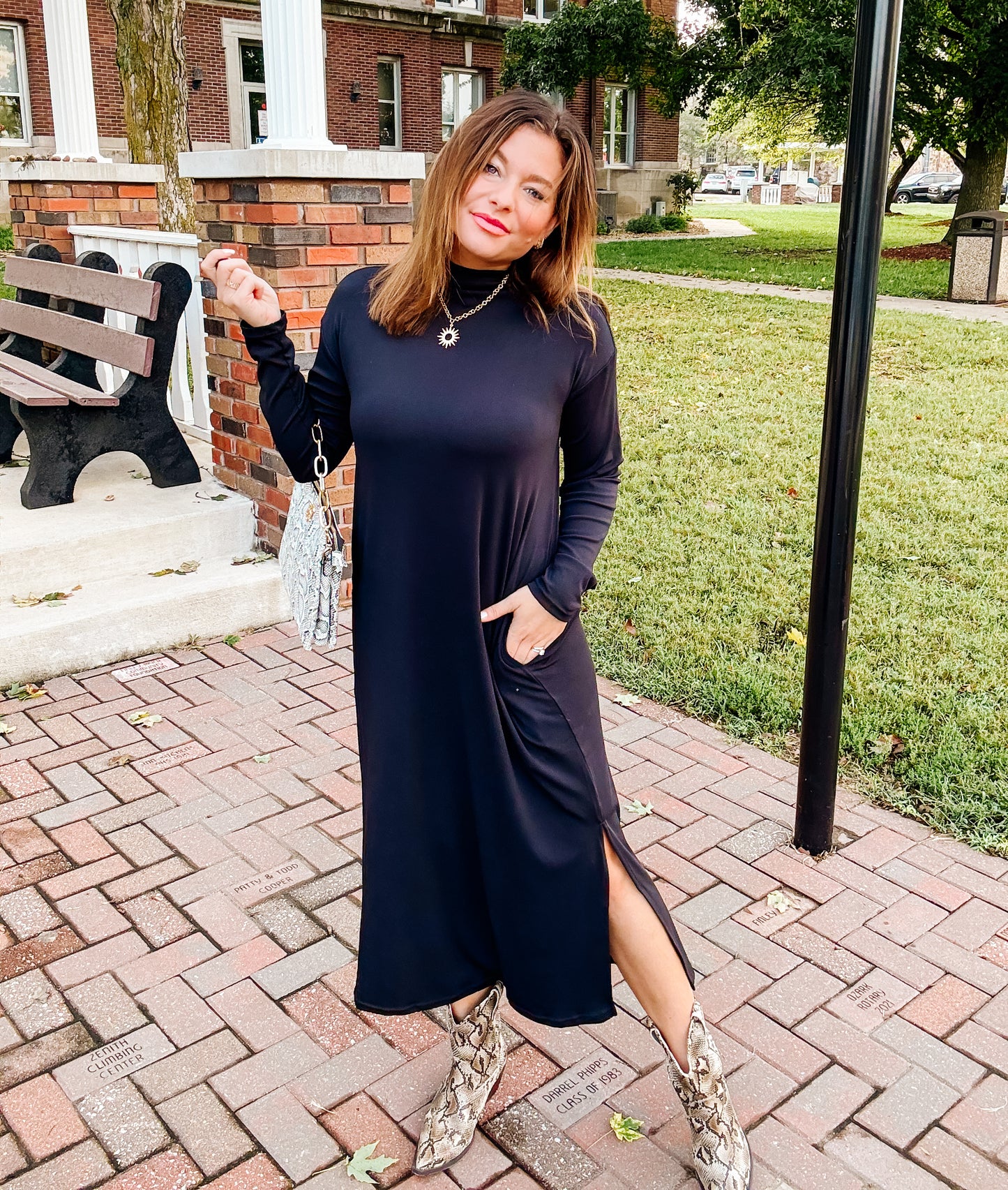Sleek Essential Mockneck Midi Dress