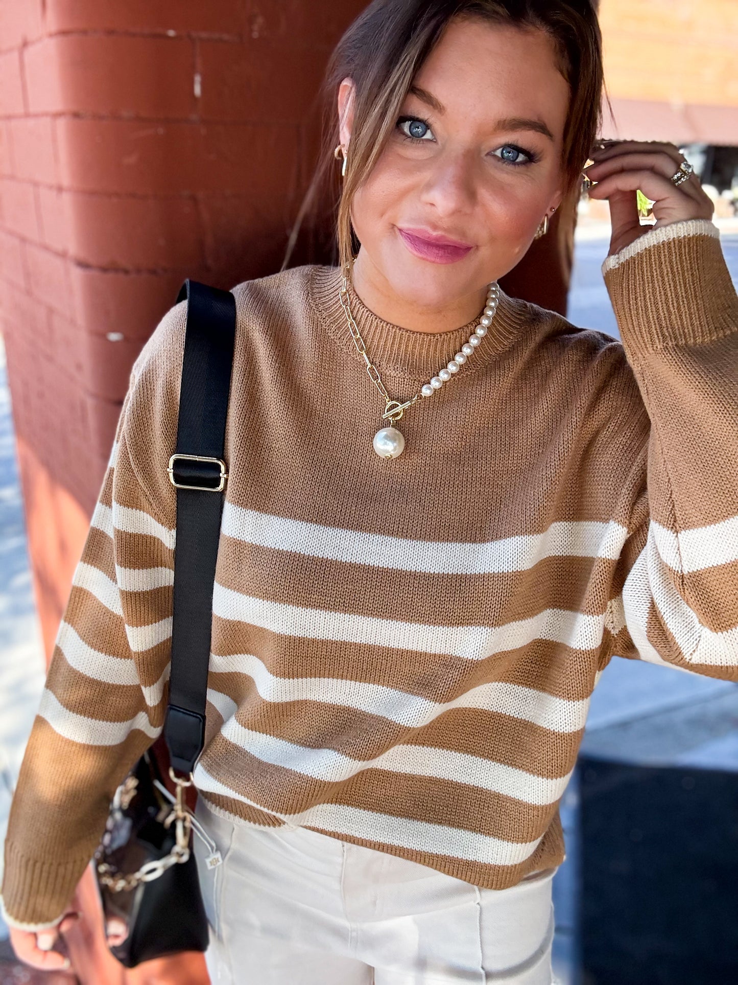 Toffee Stripe Knit Sweater