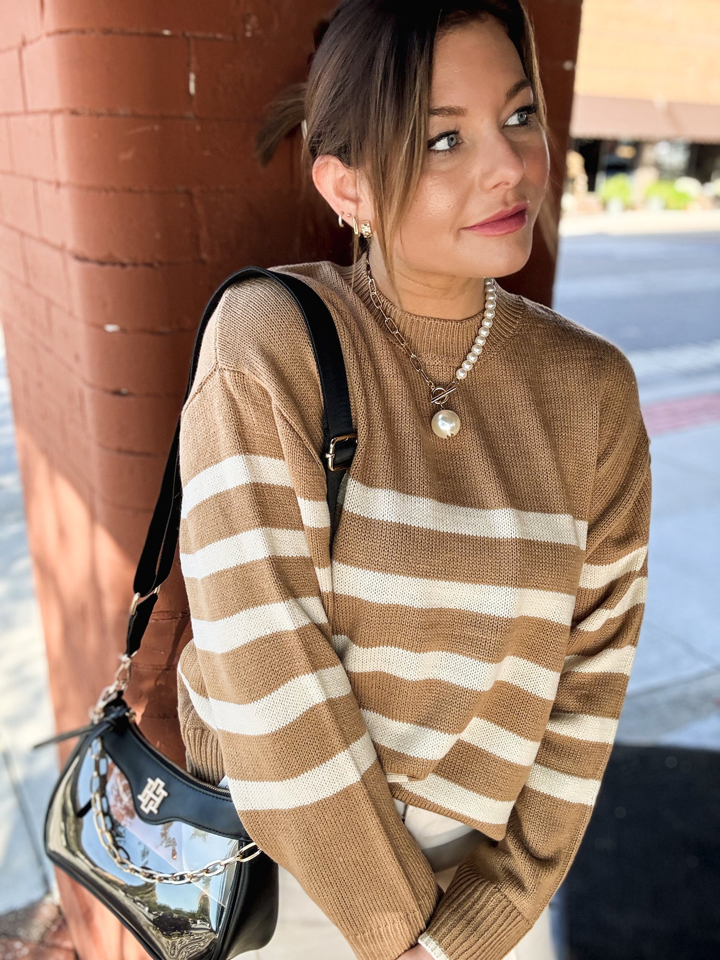 Toffee Stripe Knit Sweater