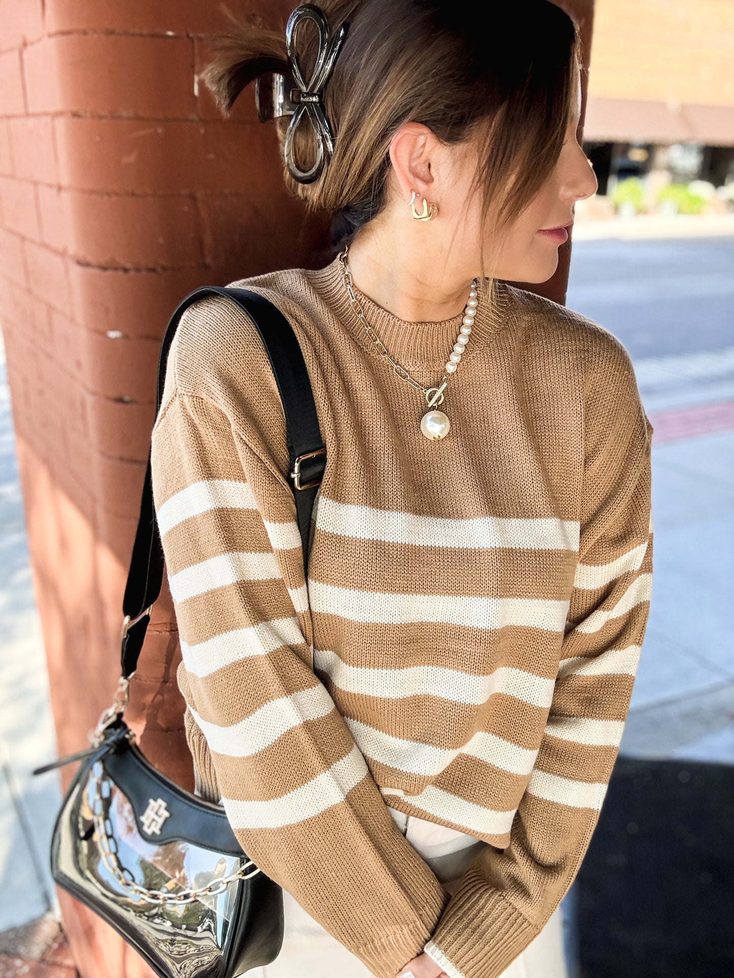 Toffee Stripe Knit Sweater