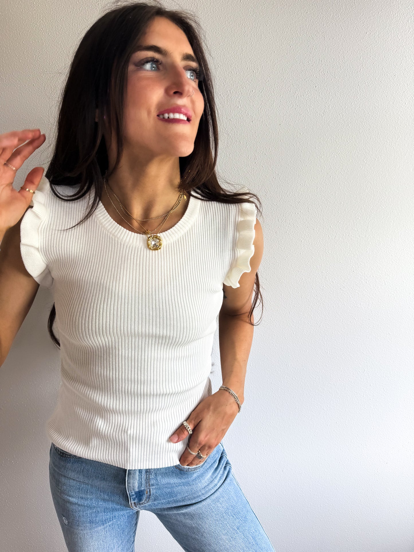 Ruffle Sleeve Tanks