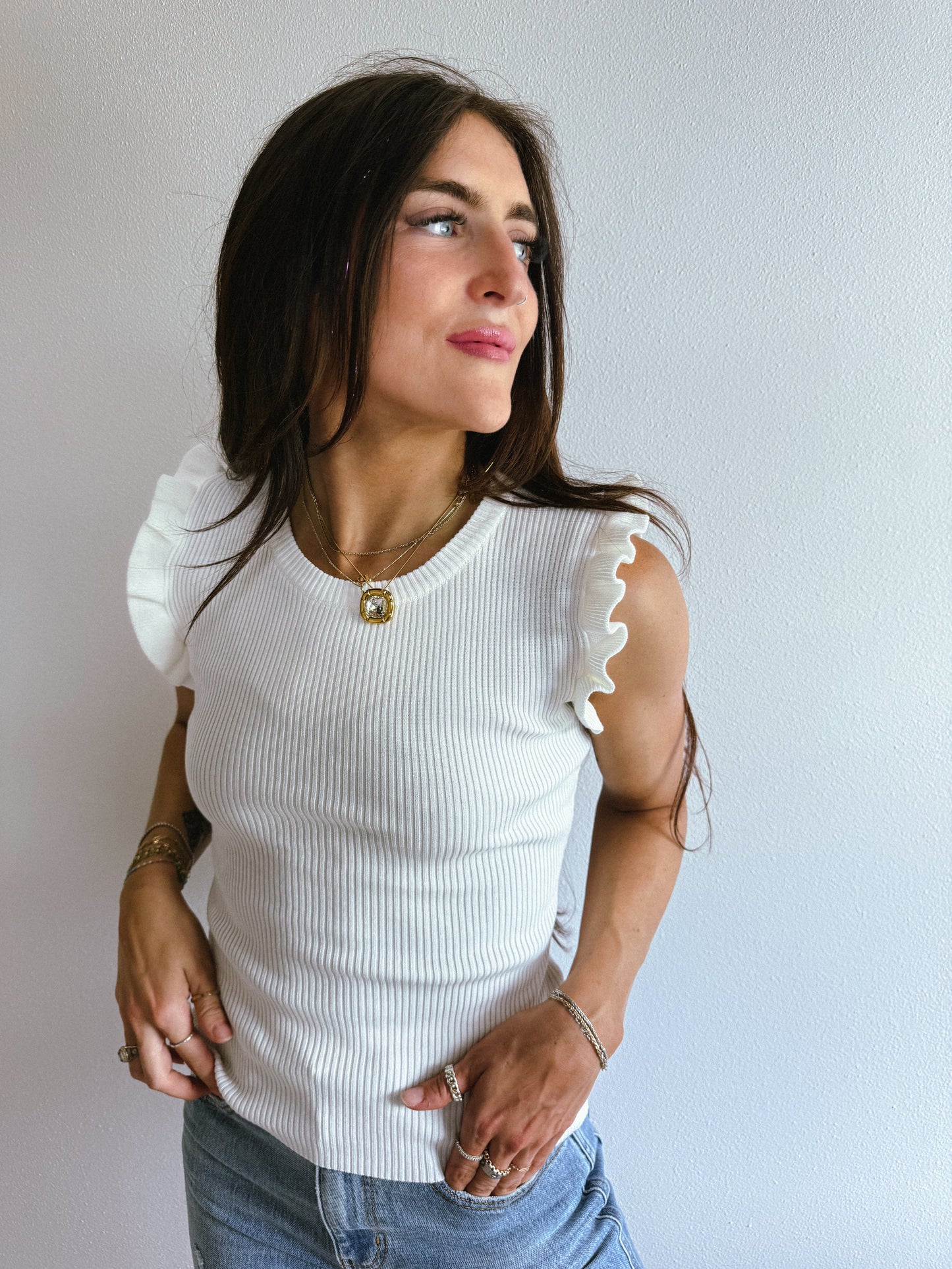 Ruffle Sleeve Tanks
