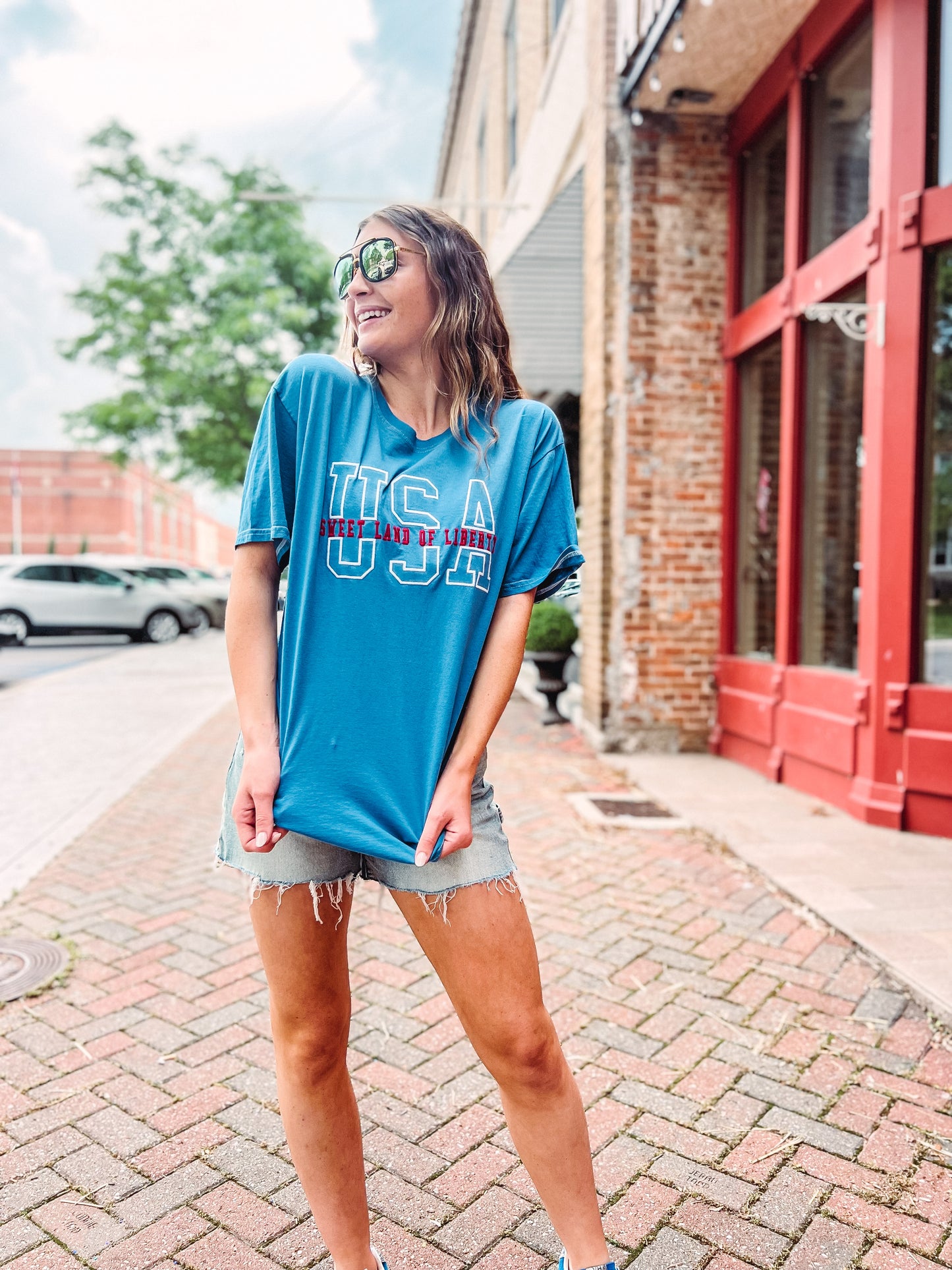 Embroidered USA Tee