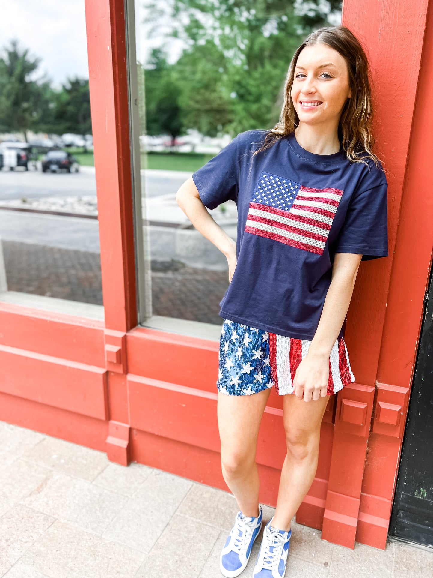 Sequin American Flag Tee