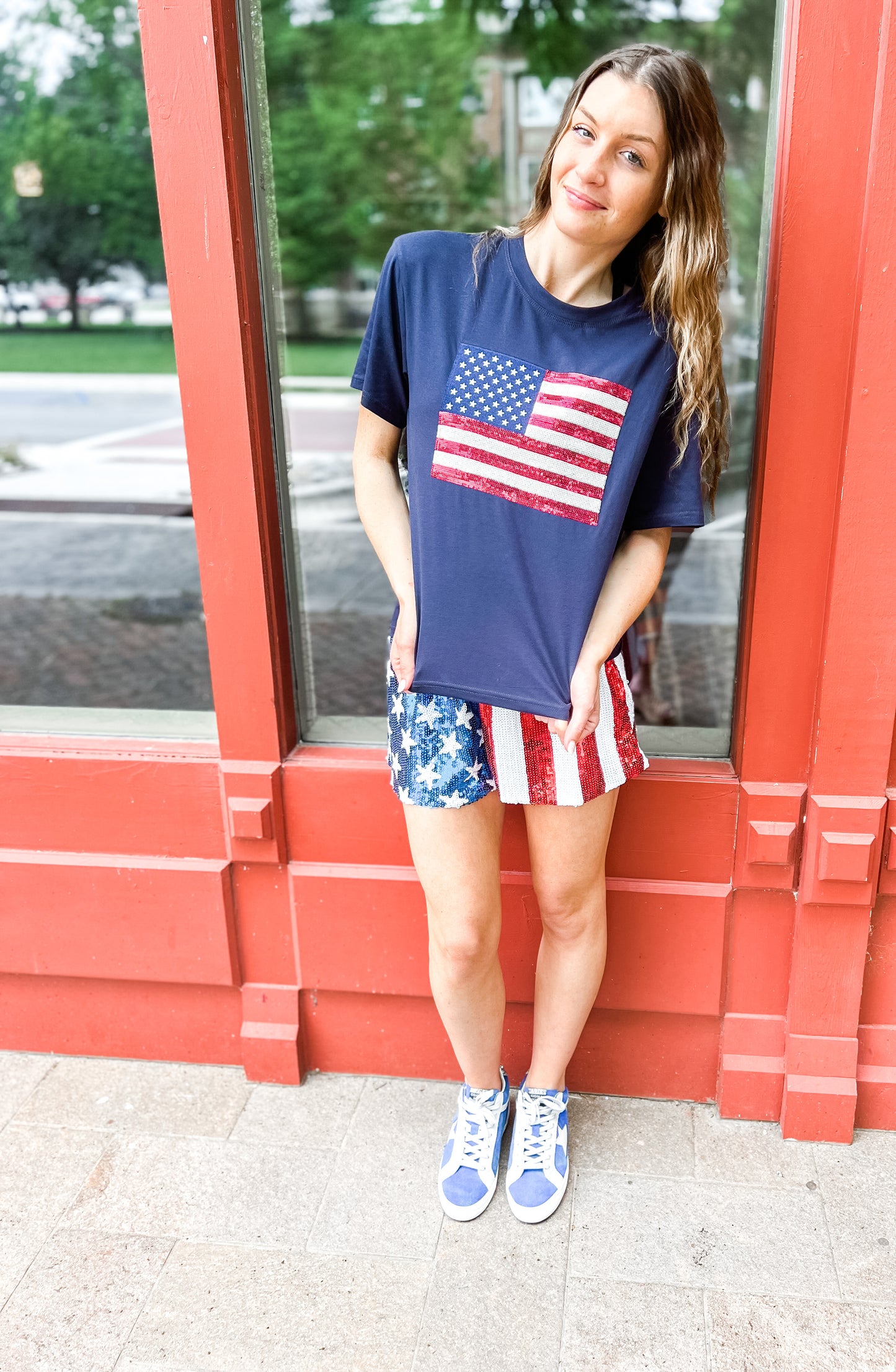 Sequin American Flag Tee