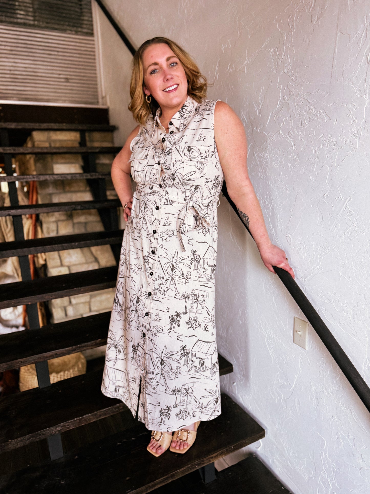 Sail Away With Me Sleeveless Shirt Dress