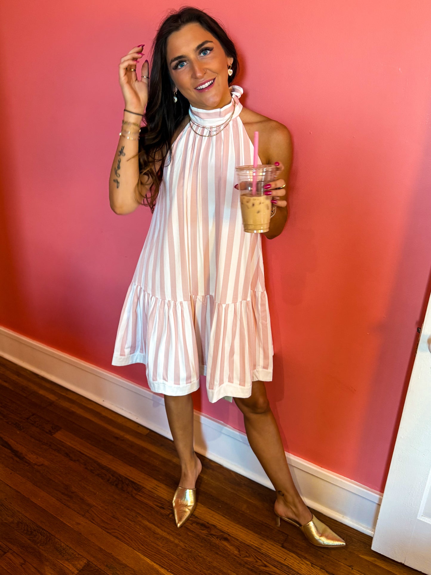 Azalea Pink Gatsby Scalloped Swing Dress