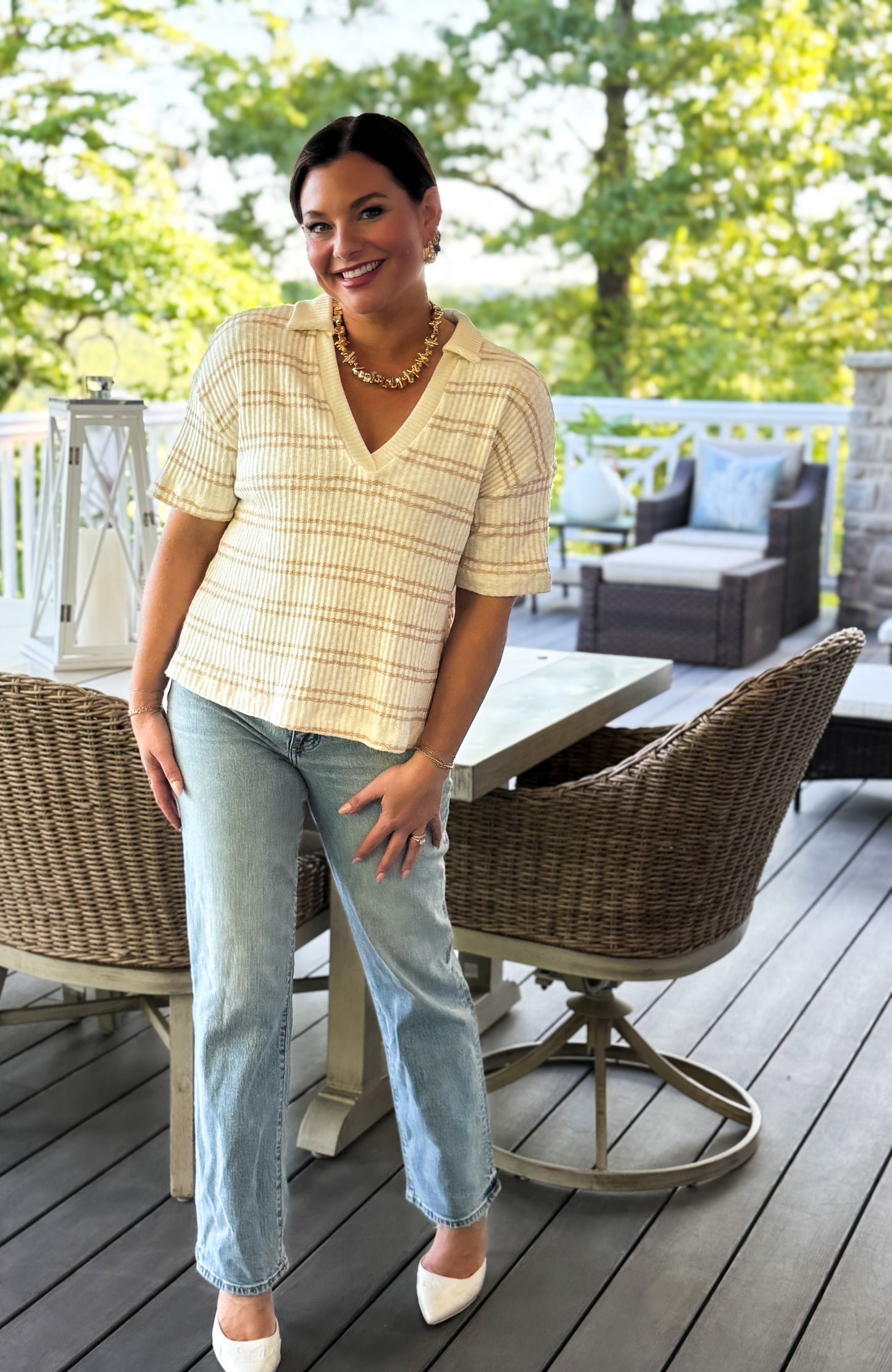 Desert Breeze Ribbed Stipe Polo