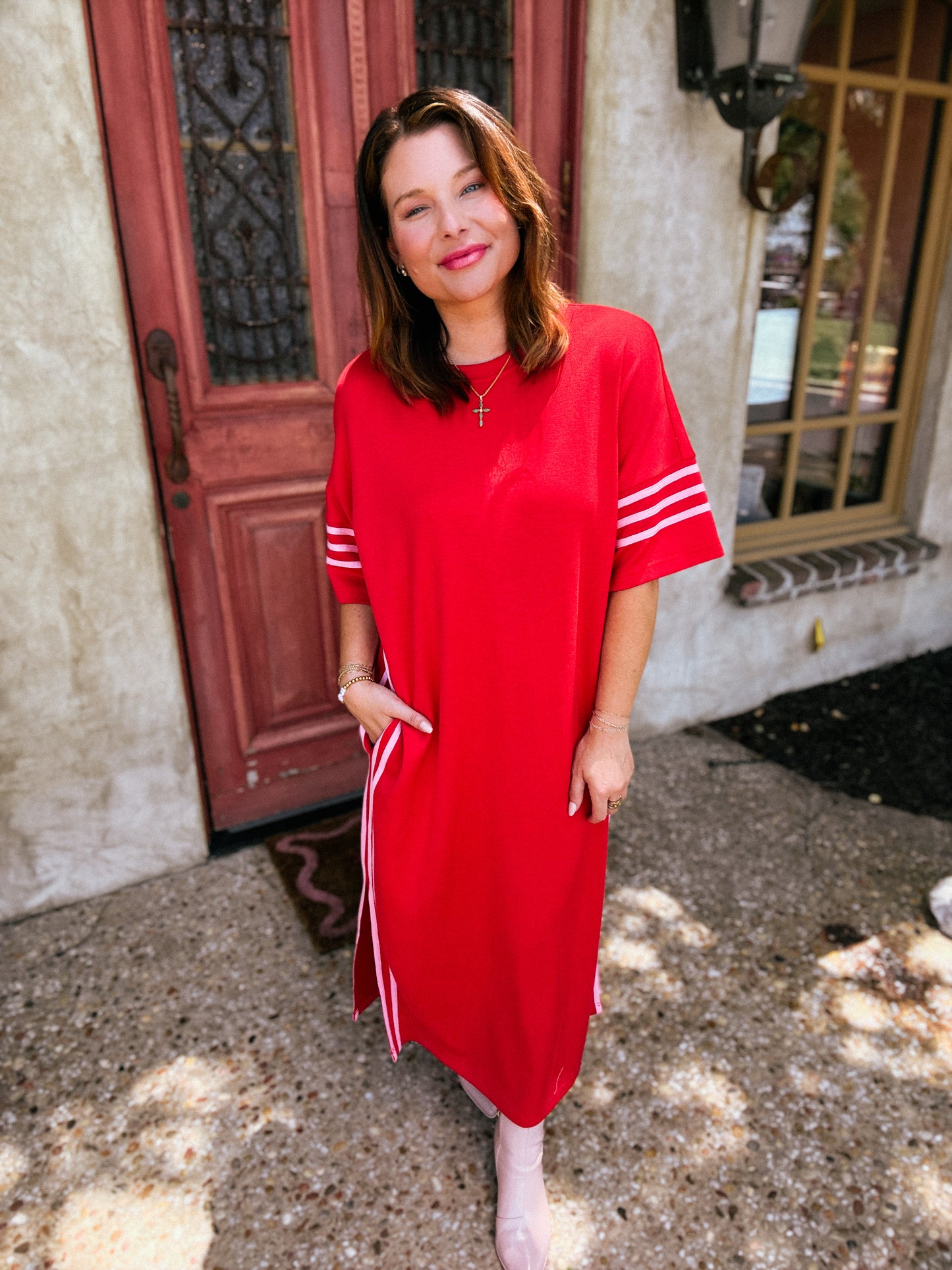 Cherry Sideline Chic Midi Dress
