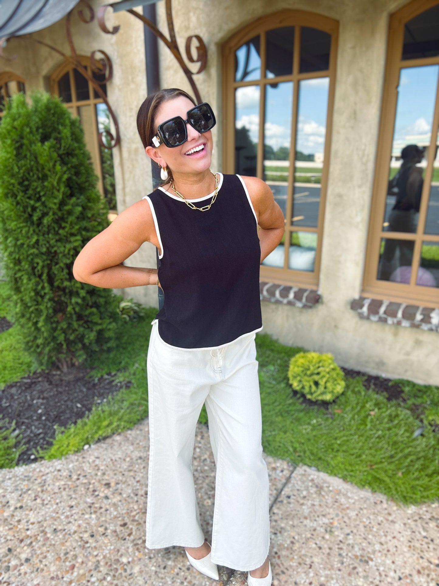 Monaco Contrast Linen Tank
