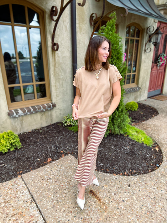 Tate Taupe Studded Tee