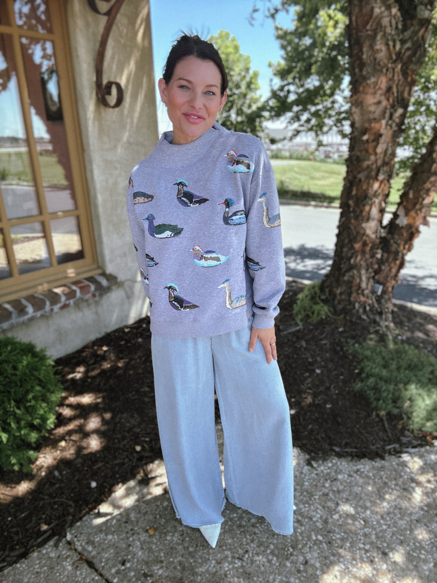 Dark Grey Multi Duck Mockneck Sweatshirt