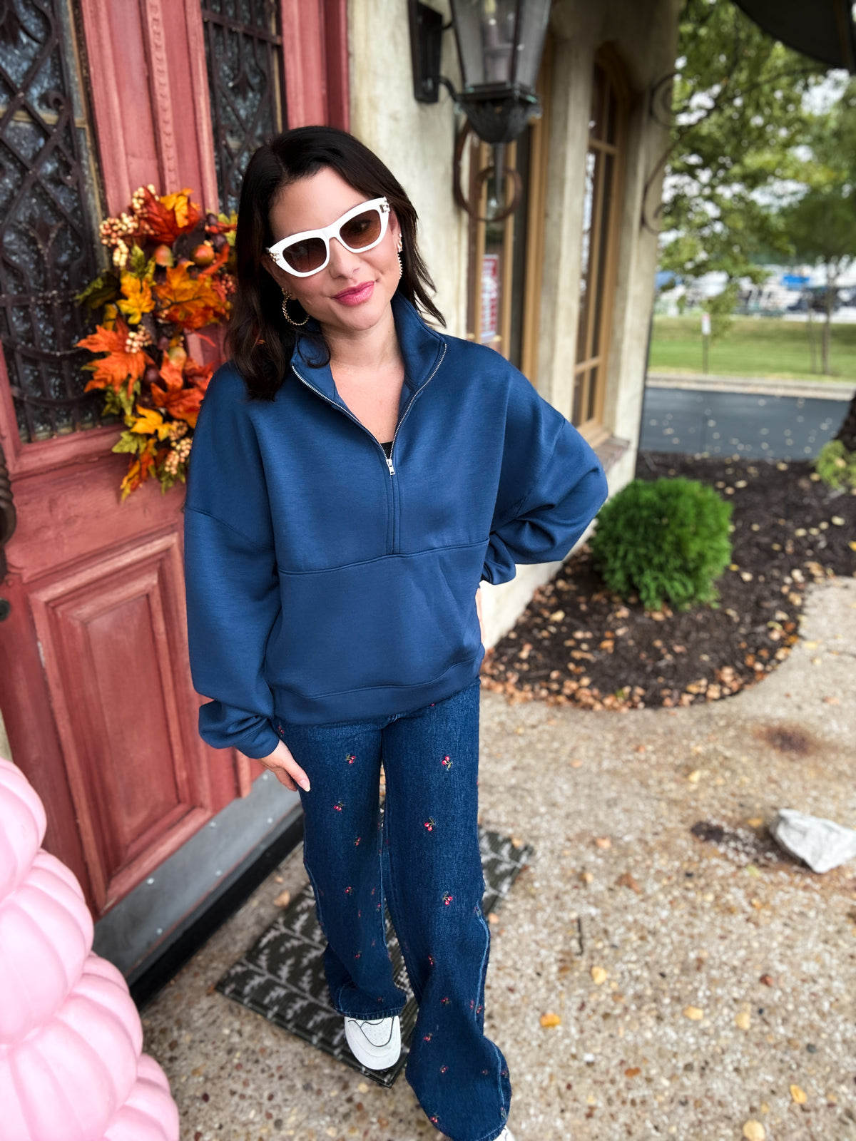 Misty Blue Cloud Fleece Quarter Zip