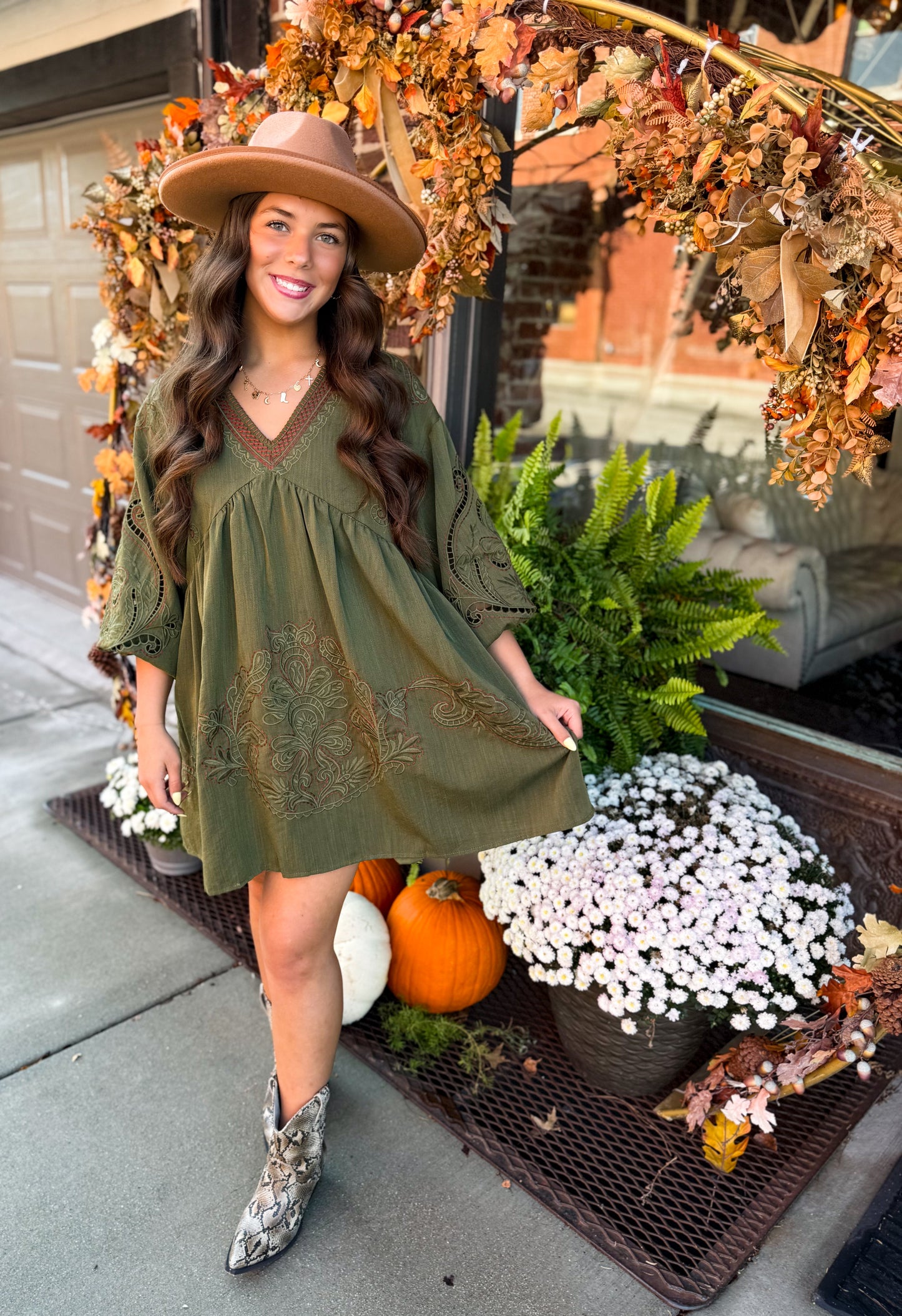 Kelce Embroidered Mini Dress