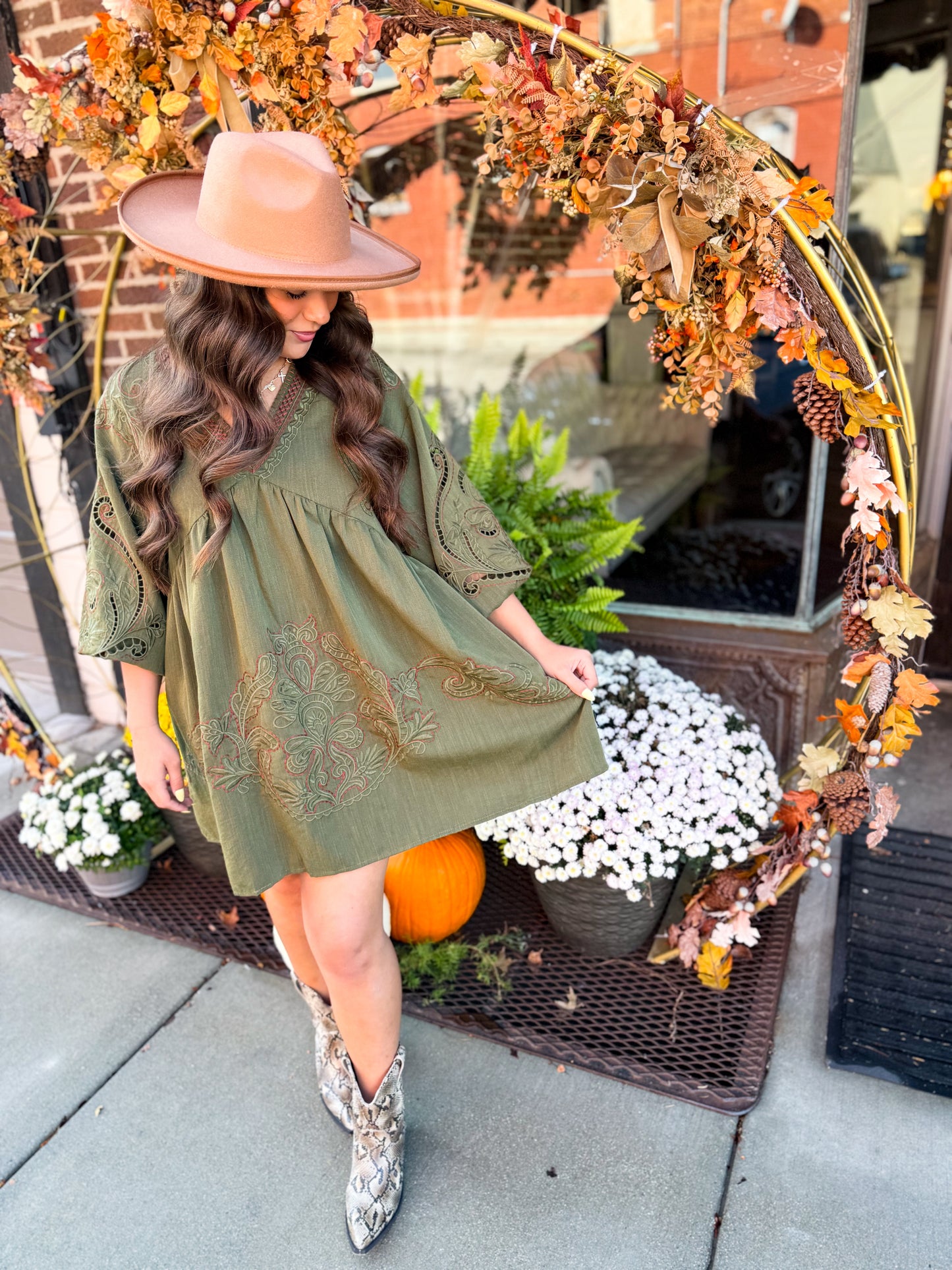 Kelce Embroidered Mini Dress