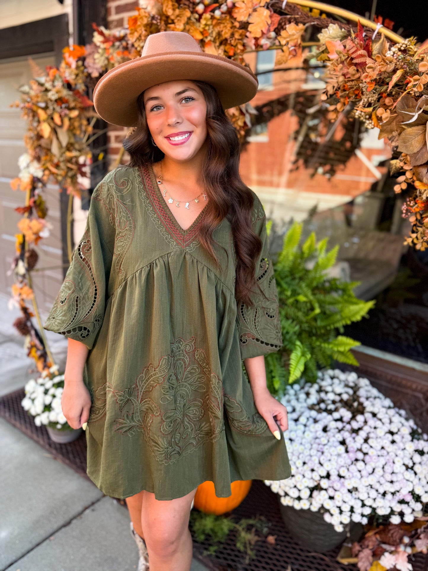 Kelce Embroidered Mini Dress