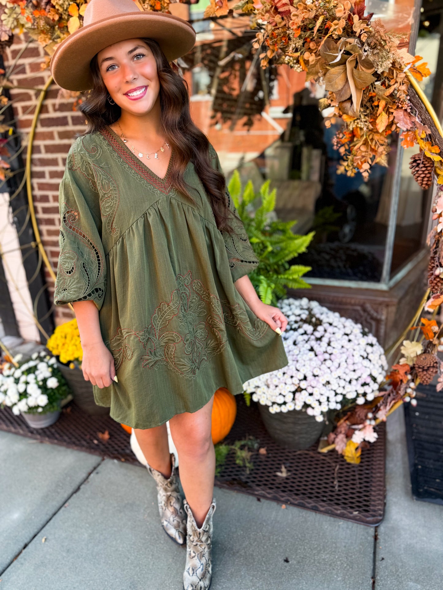 Kelce Embroidered Mini Dress