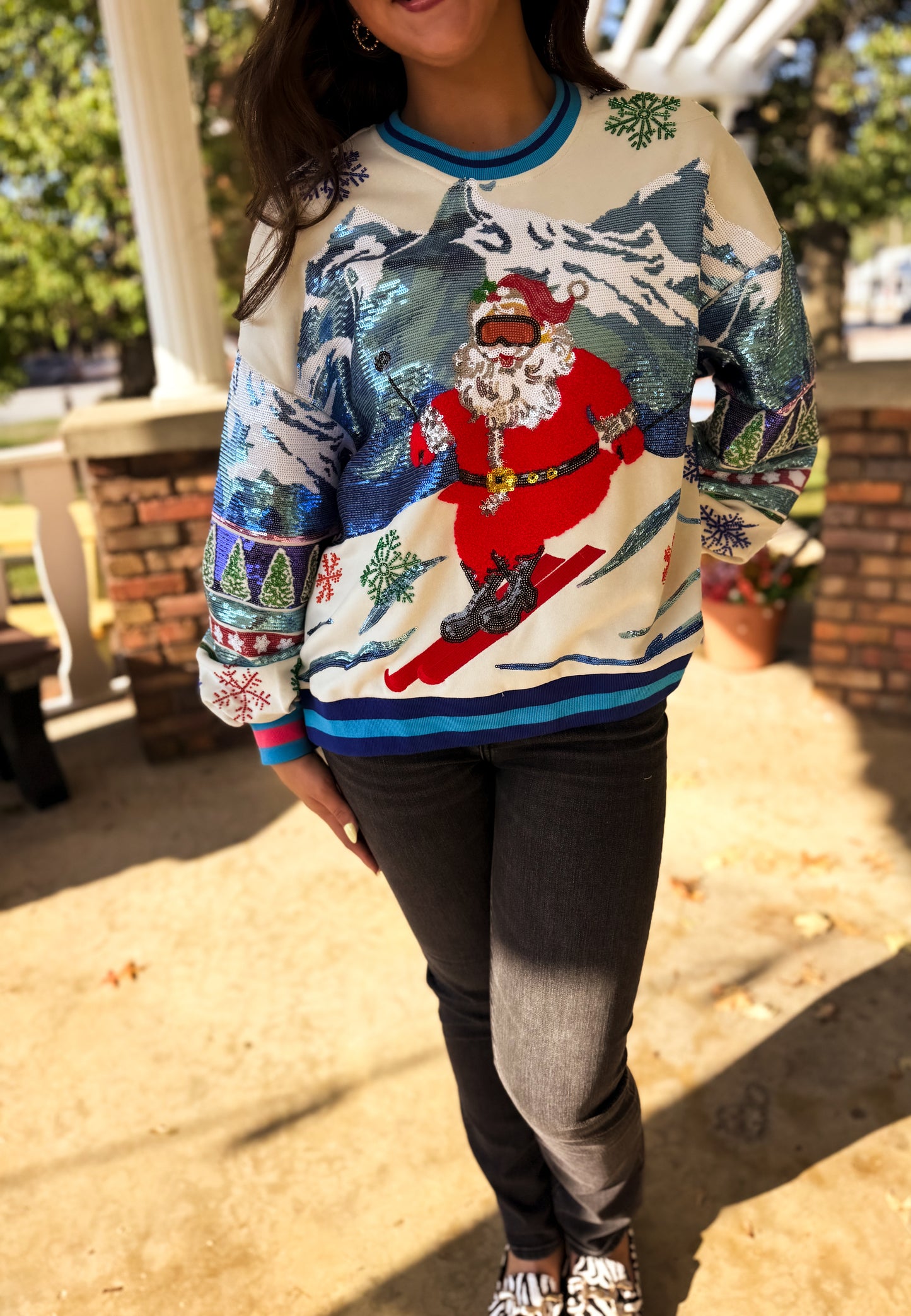 Vintage Skiing Santa Sweatshirt