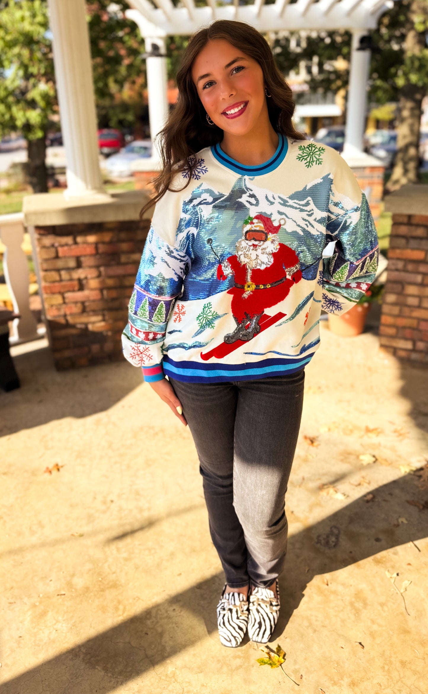 Vintage Skiing Santa Sweatshirt