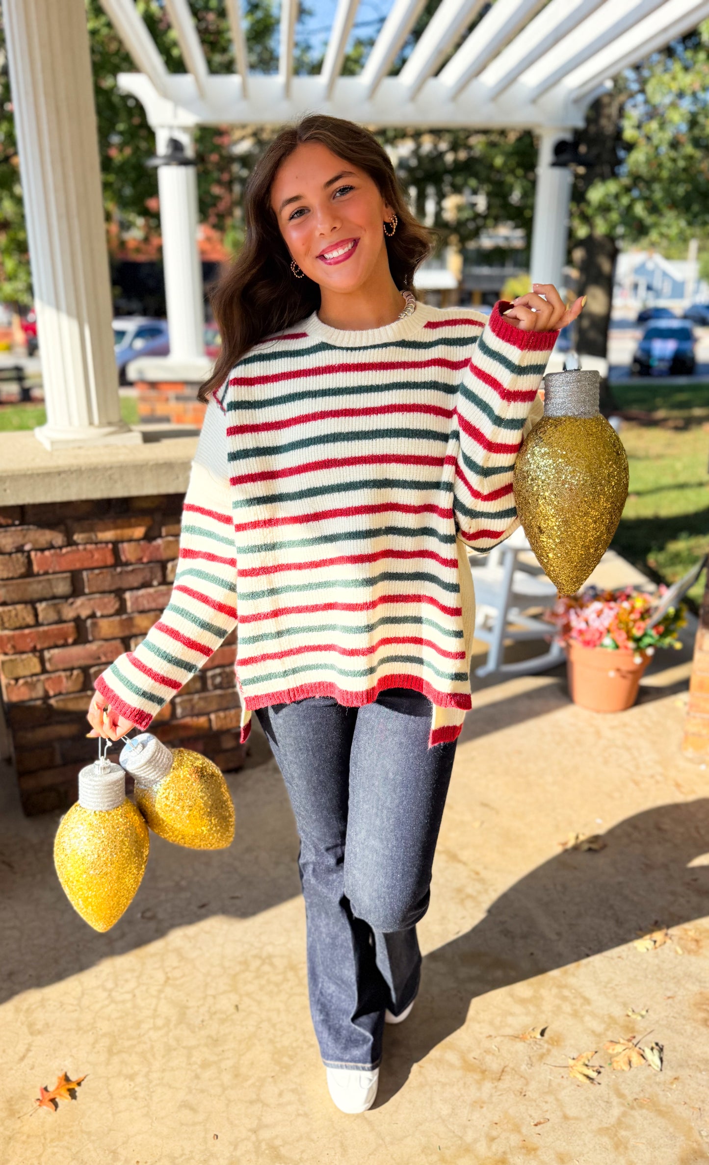 Classic Holiday Stripe Knit Sweater