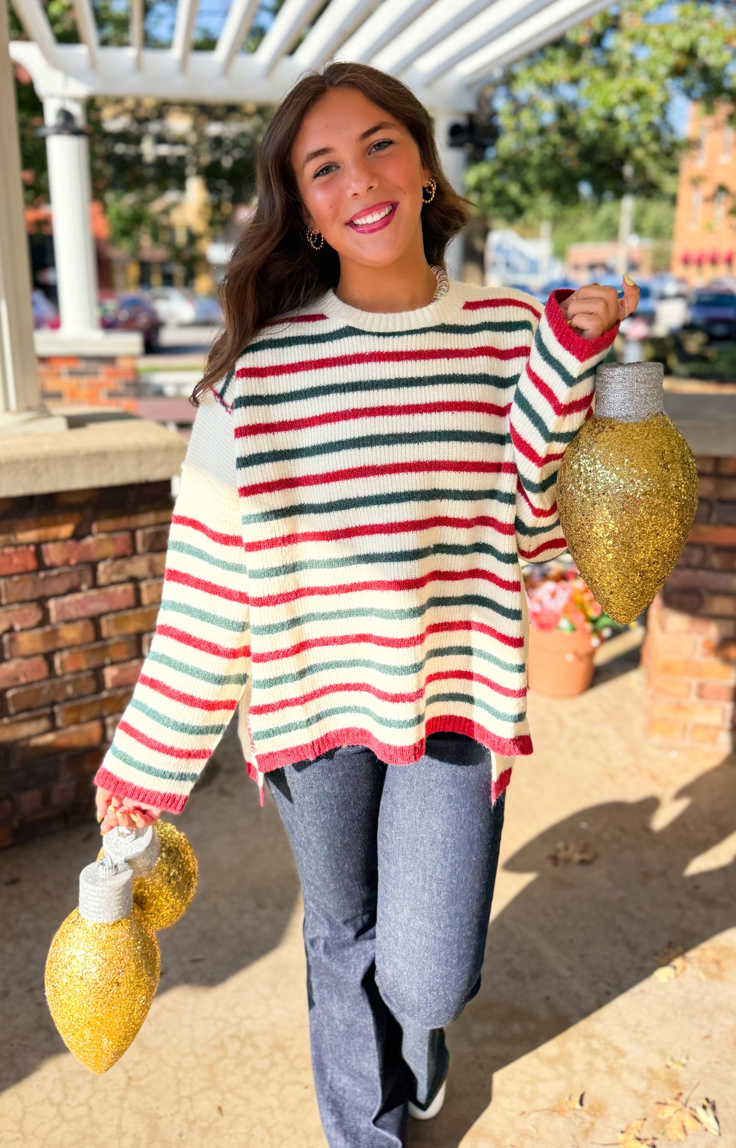 Classic Holiday Stripe Knit Sweater