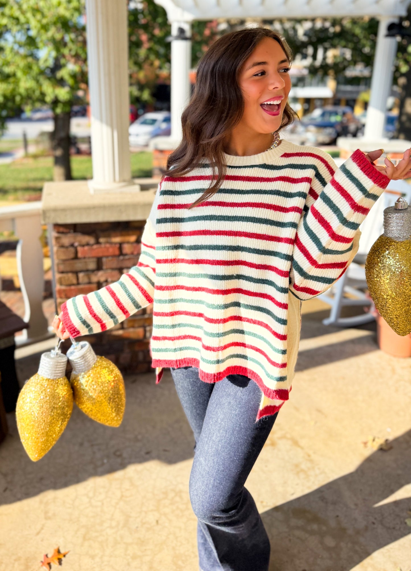Classic Holiday Stripe Knit Sweater
