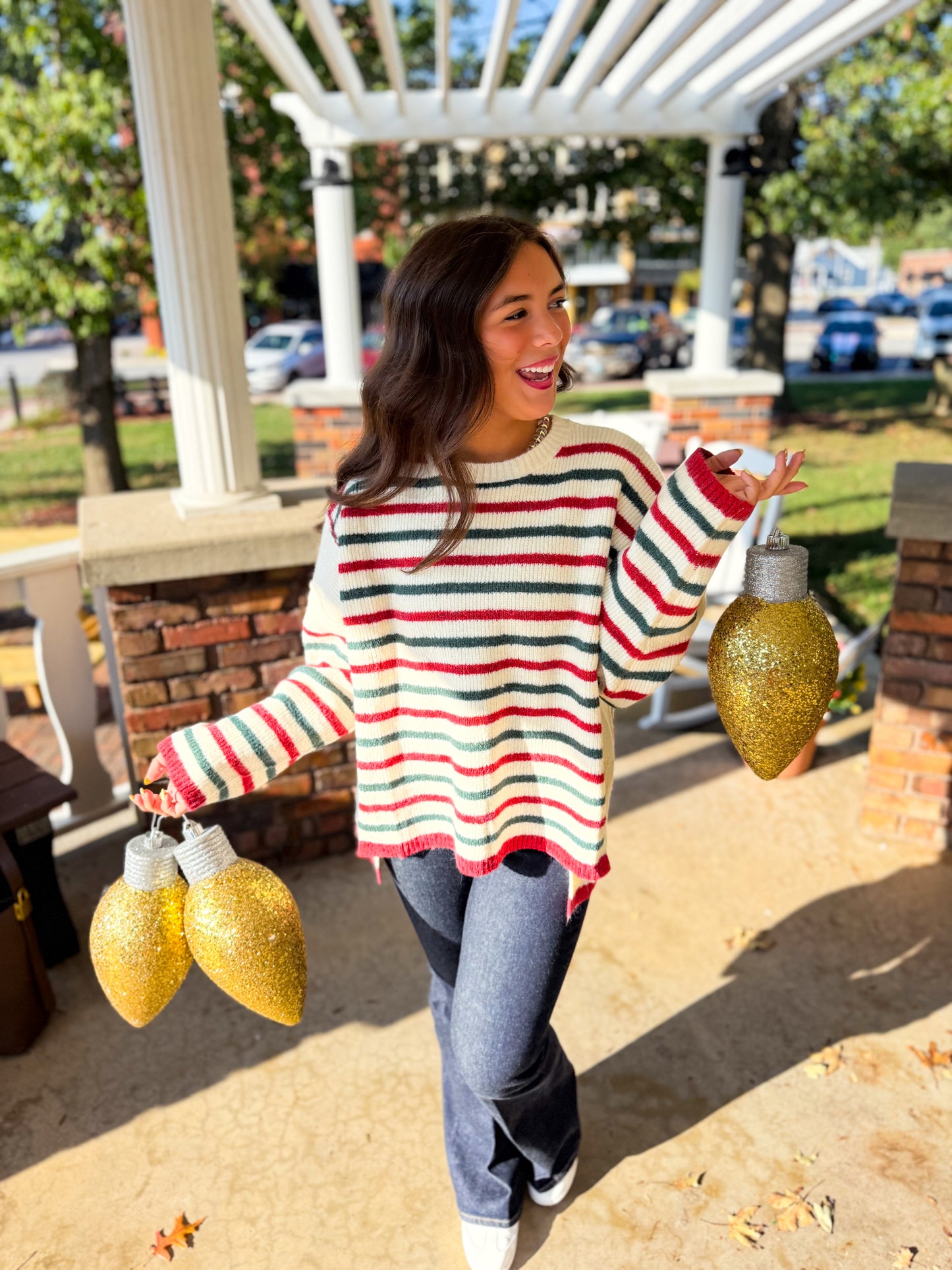 Classic Holiday Stripe Knit Sweater