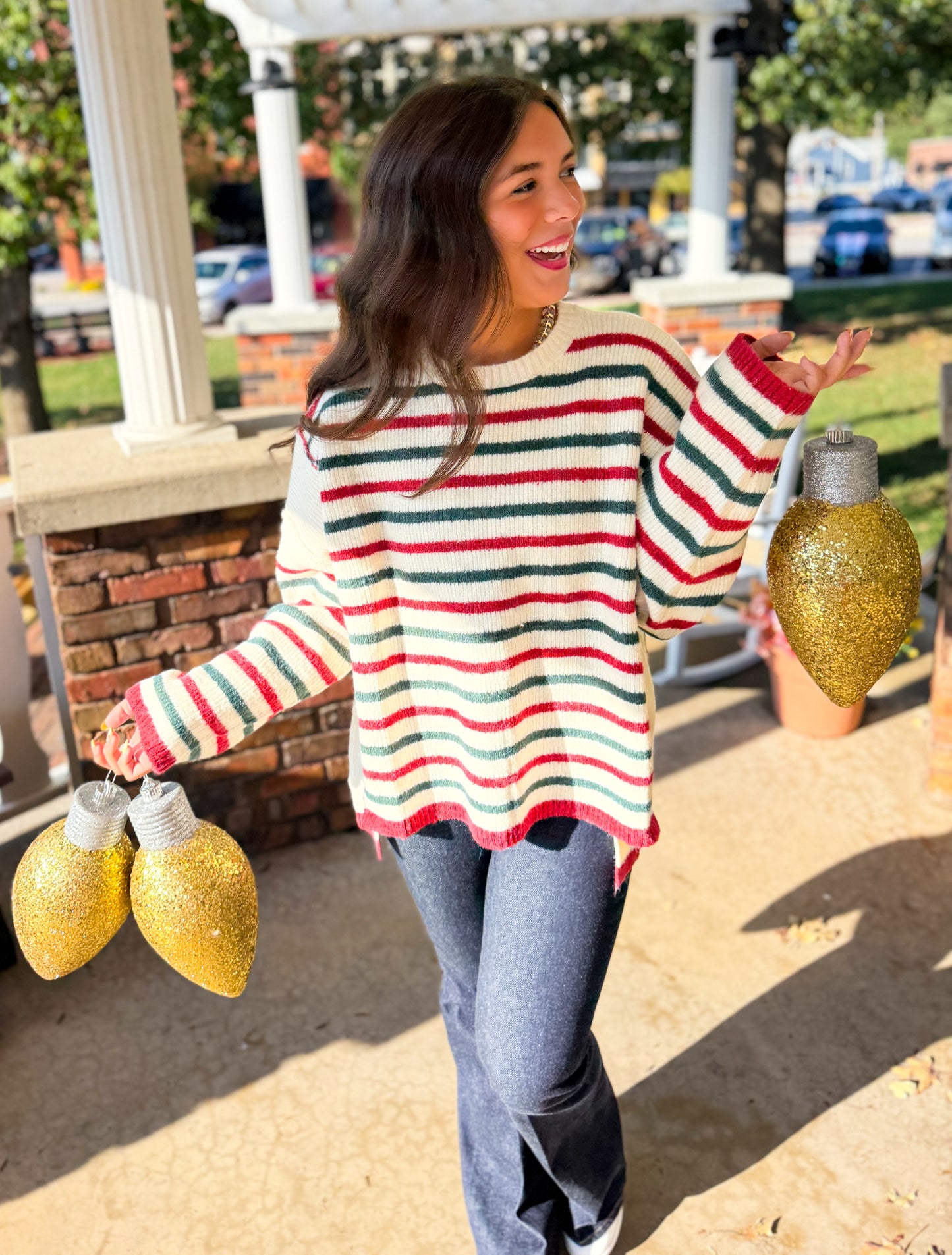 Classic Holiday Stripe Knit Sweater