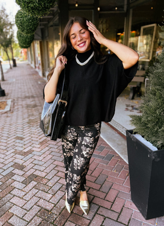 Black Draped Knit Top