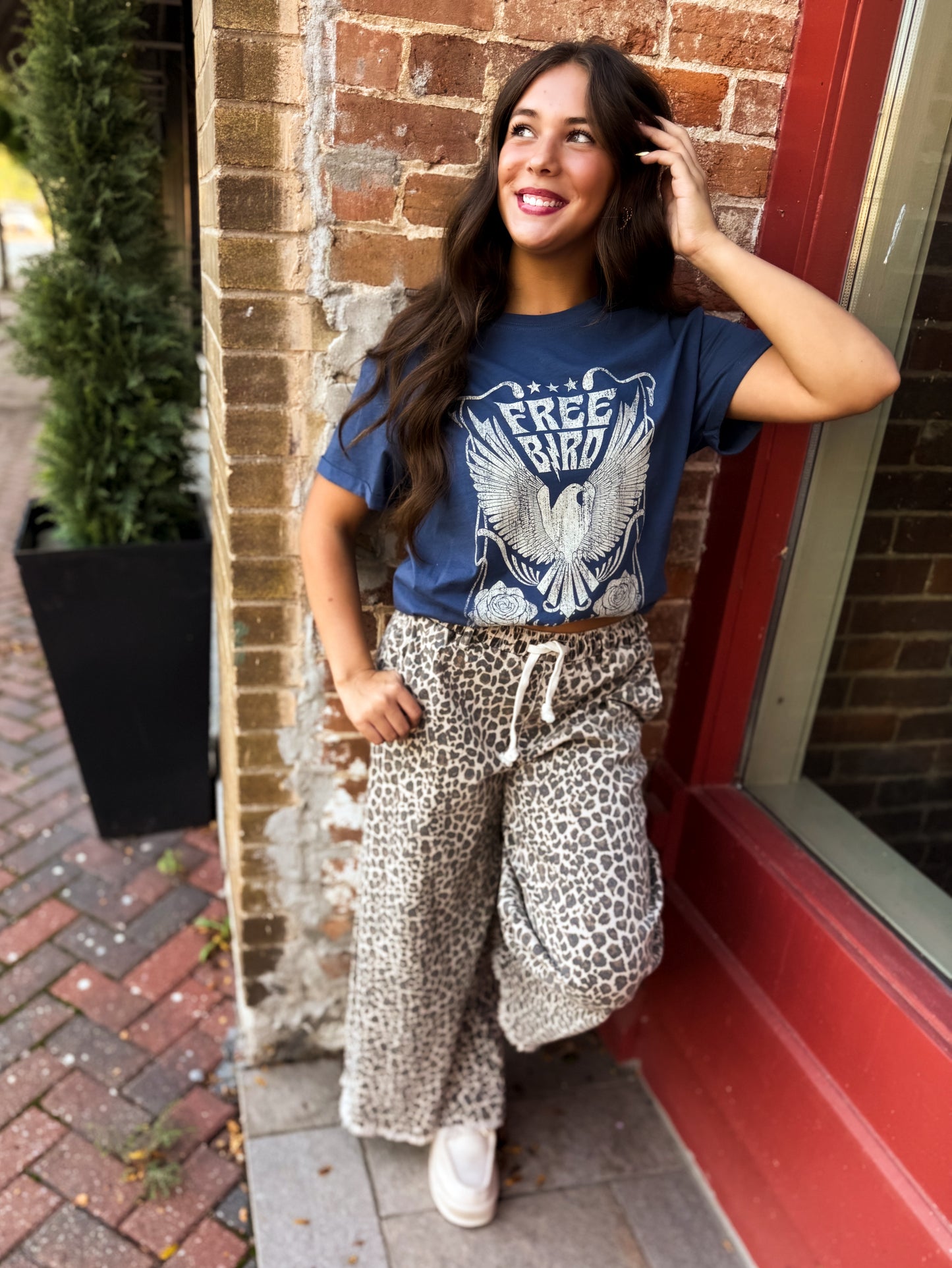 Wild Washed Stretch Denim Wide Leg Pant