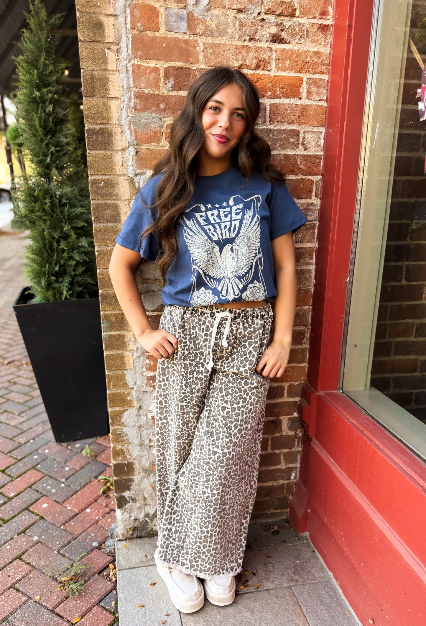 Wild Washed Stretch Denim Wide Leg Pant