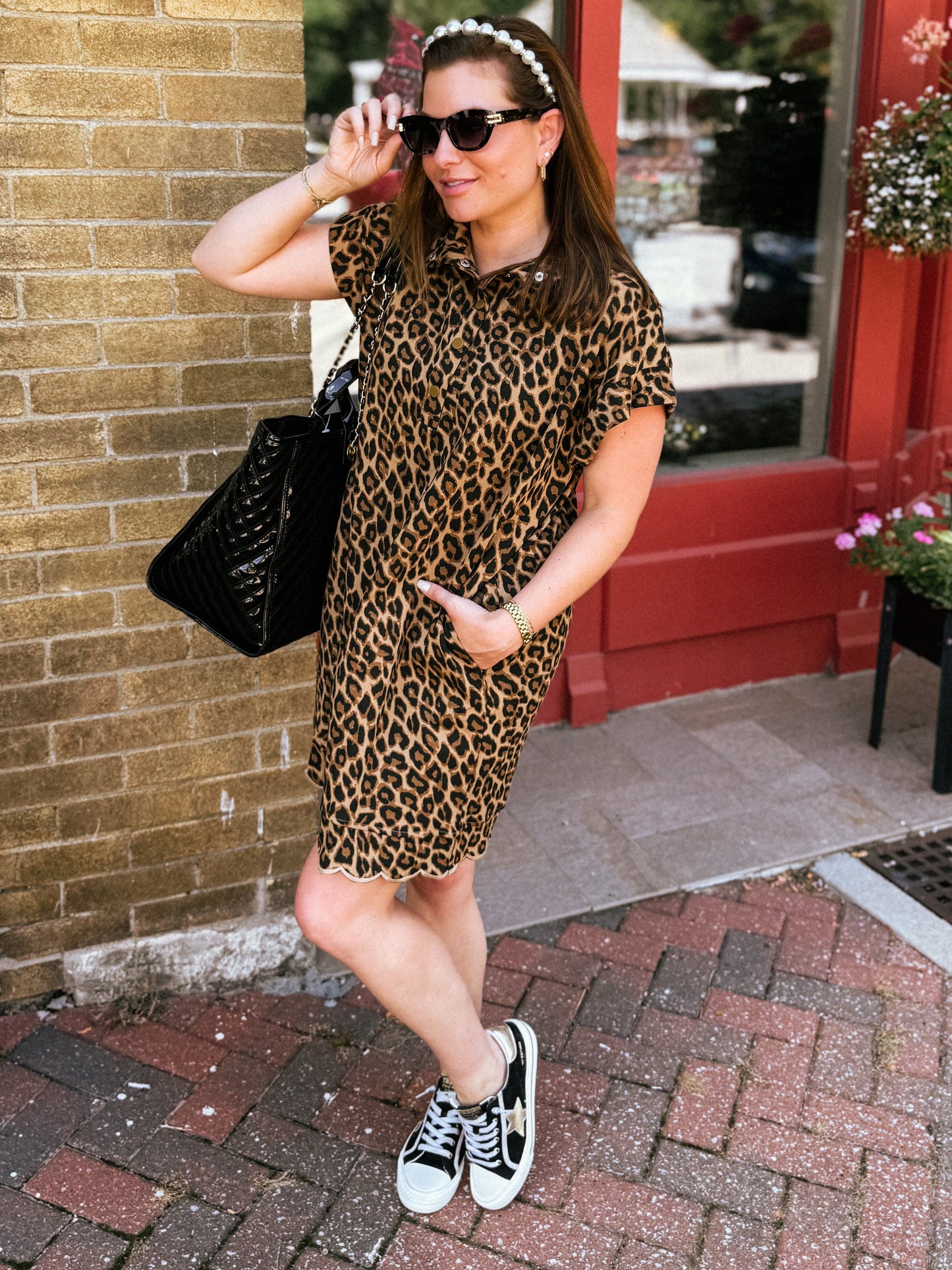 Scalloped & Spotted Mini Dress