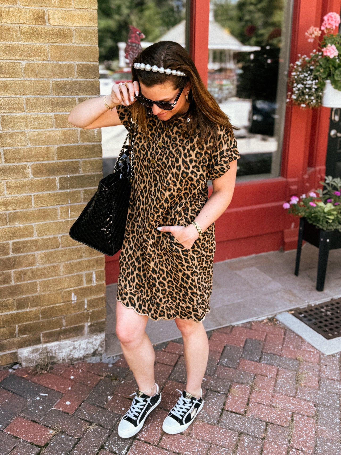 Scalloped & Spotted Mini Dress