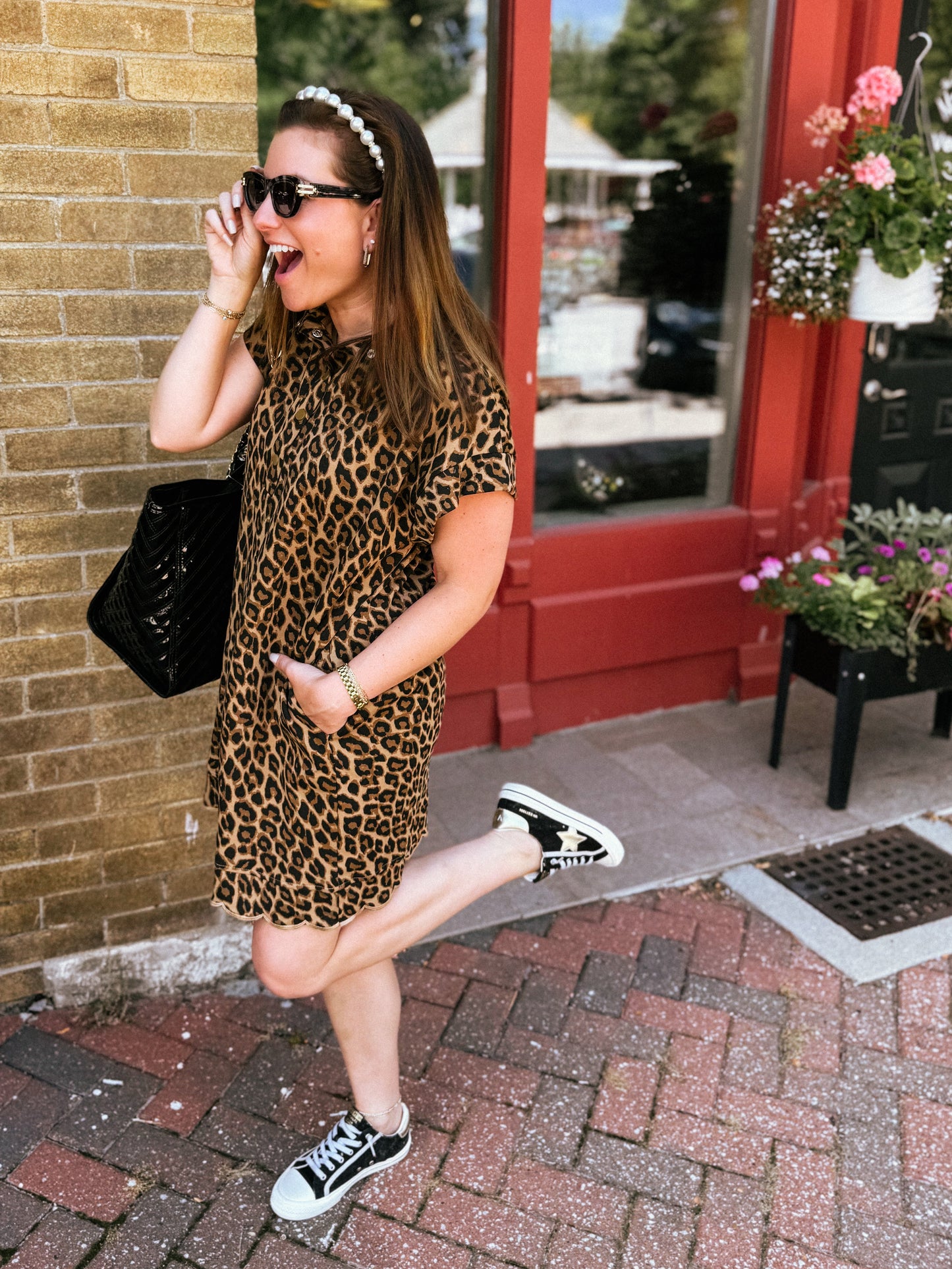 Scalloped & Spotted Mini Dress