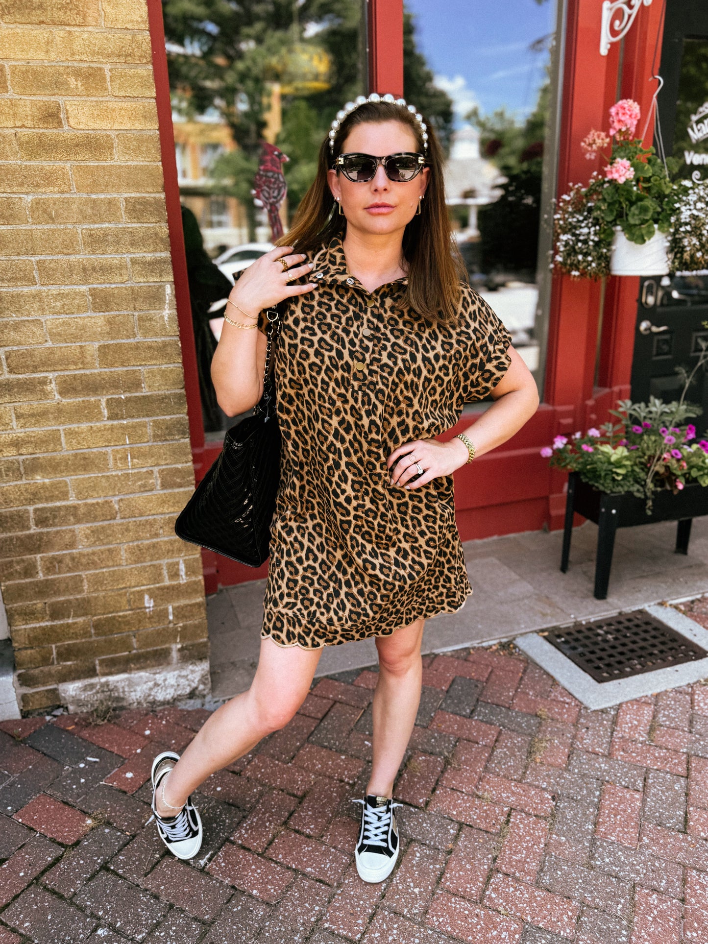 Scalloped & Spotted Mini Dress