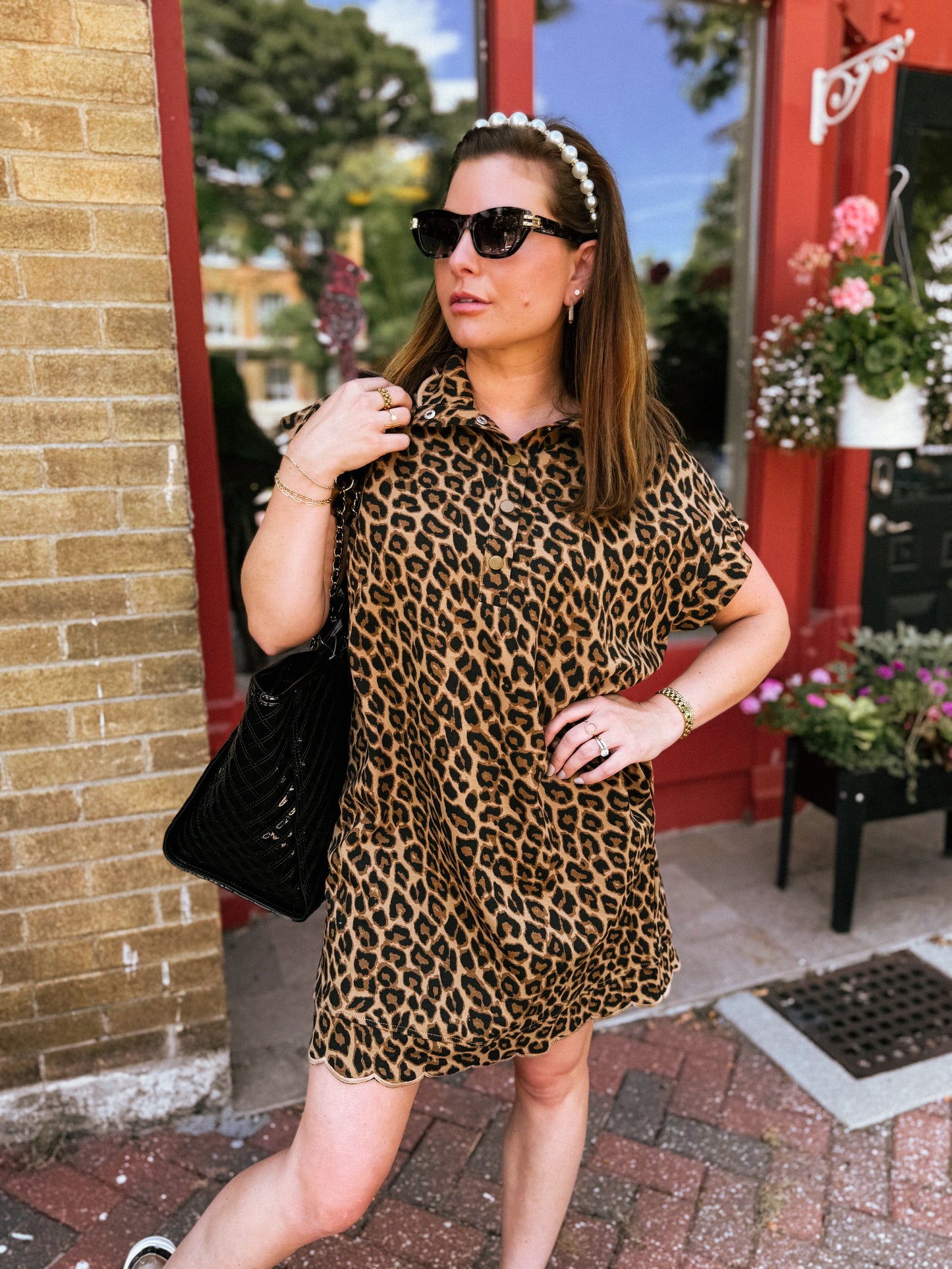 Scalloped & Spotted Mini Dress