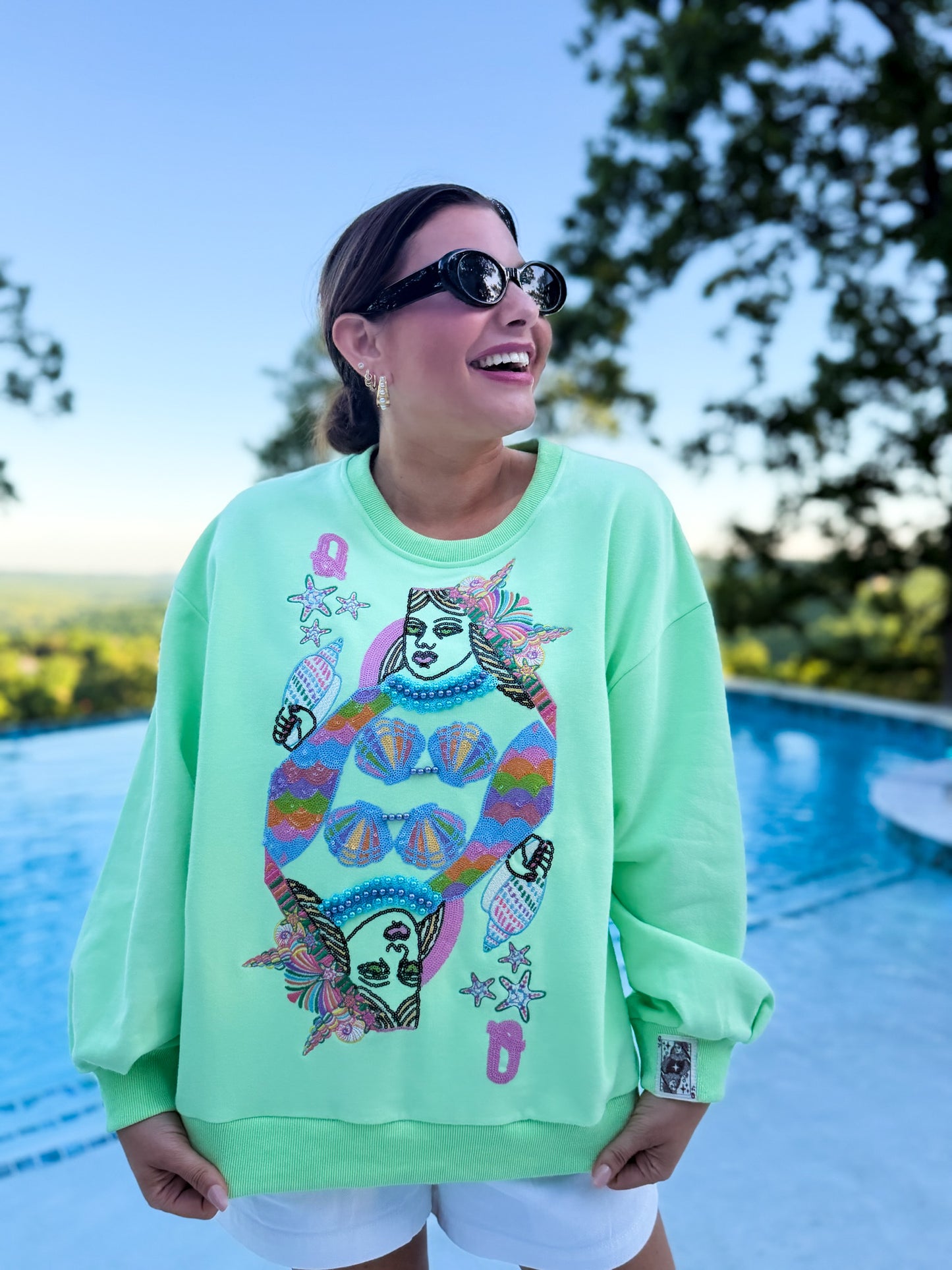 Light Green Queen of the Sea Card Logo Sweatshirt