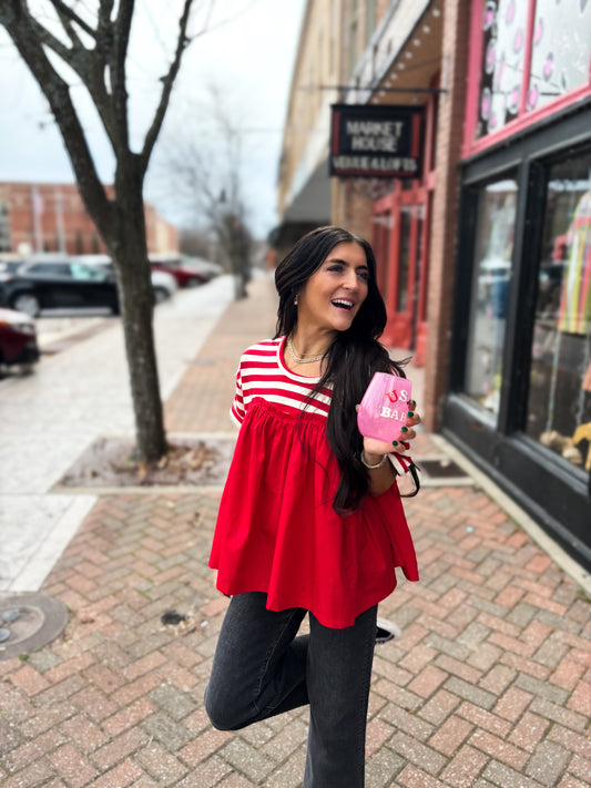 Red Sweetheart Baby Doll Top