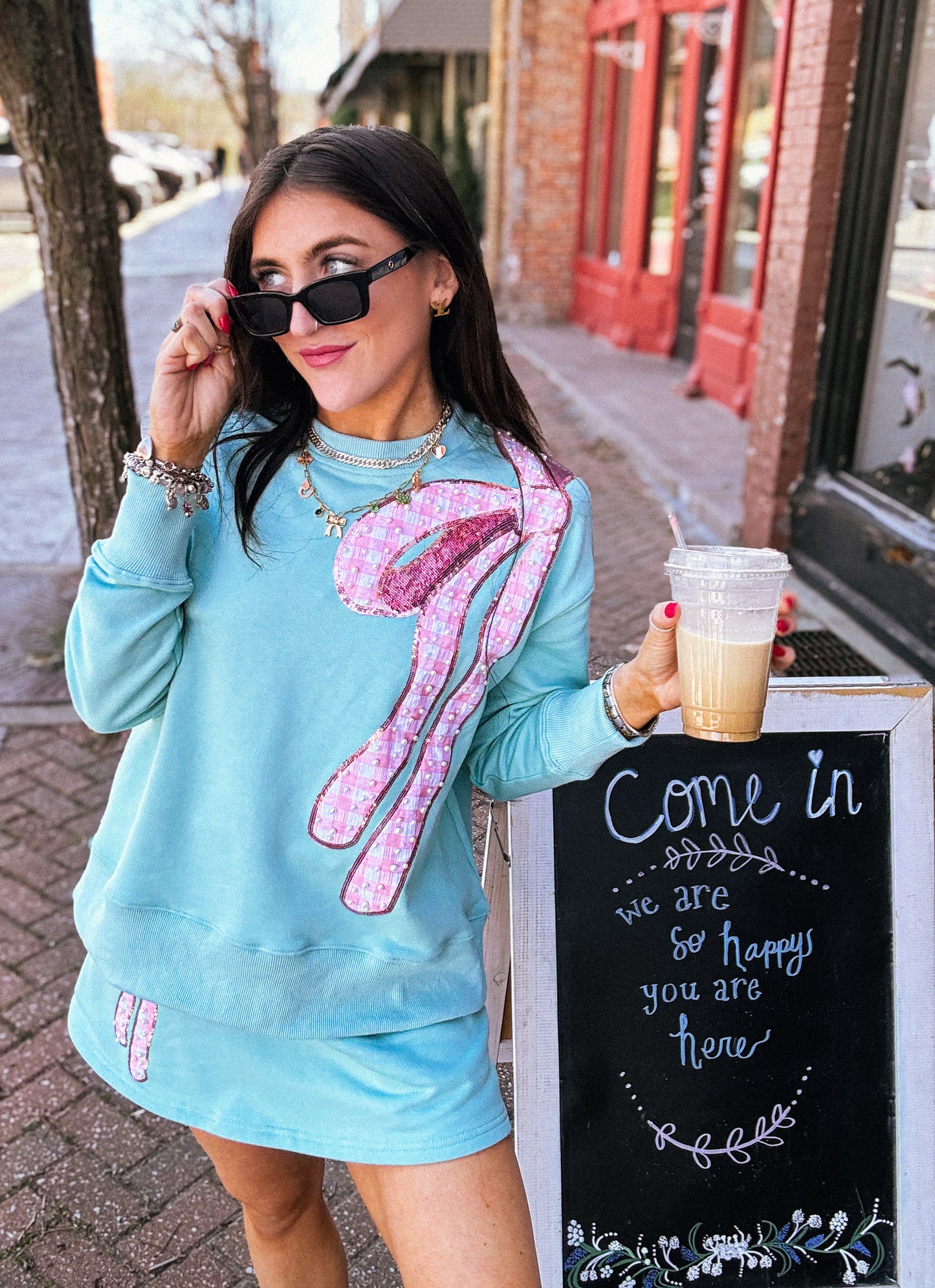 Girly Gingham Bow Sweatshirt