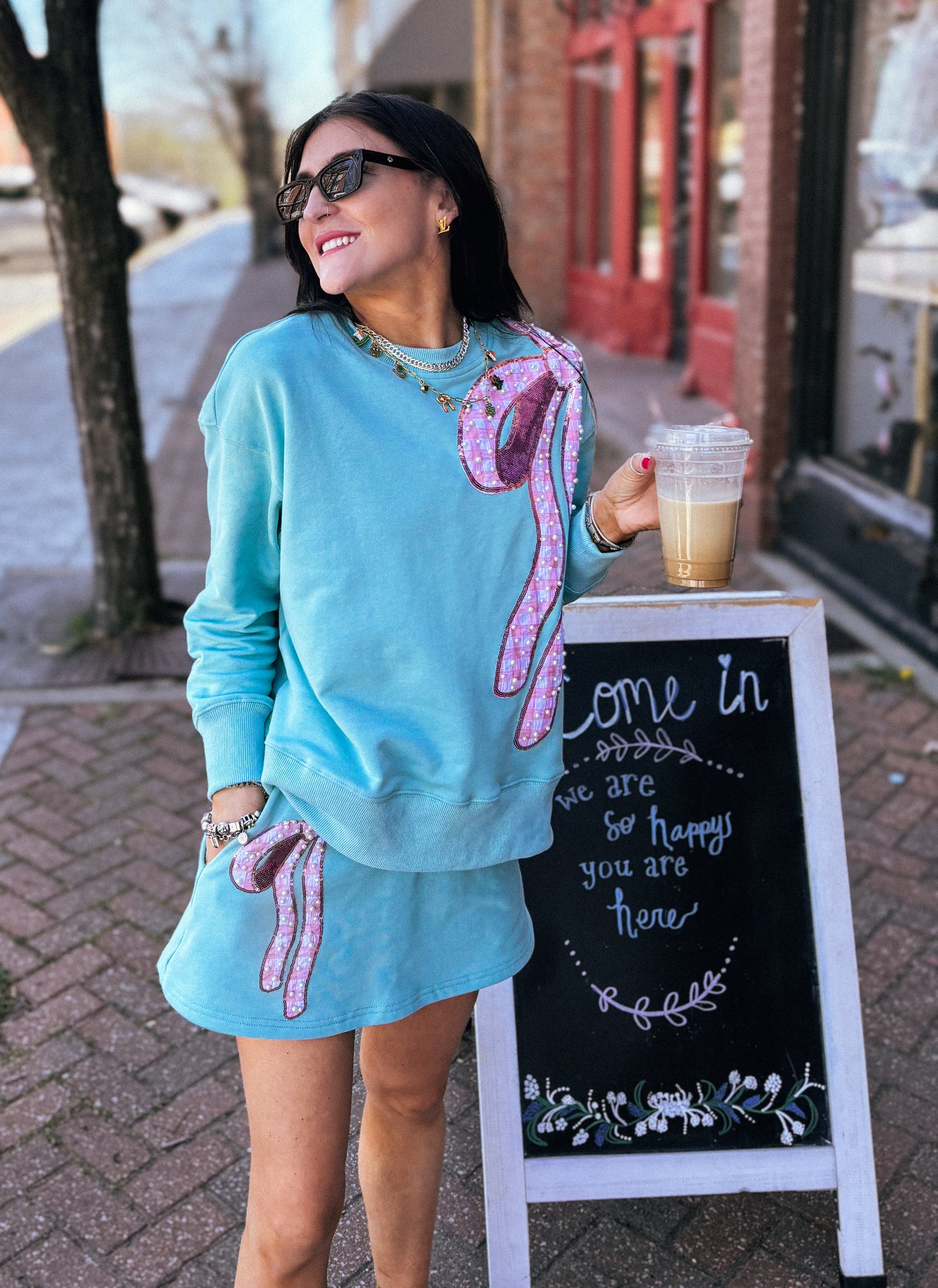 Girly Gingham Bow Sweatshirt