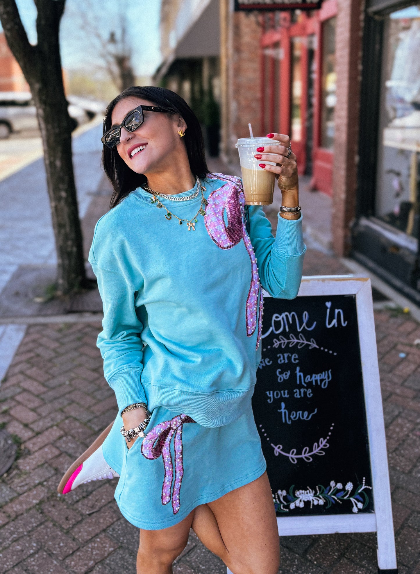 Girly Gingham Bow Sweatshirt